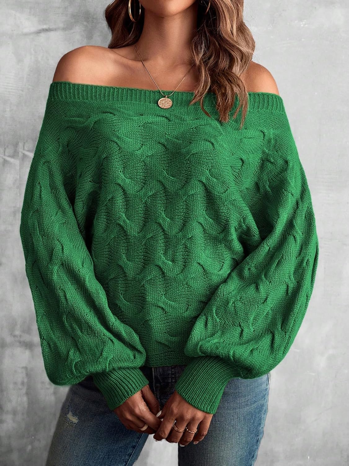 Verdusa Women's Off The Shoulder Knit Sweater Tops Long Sleeve Pullover Sweaters Spring Brunch Outfits - Image 5