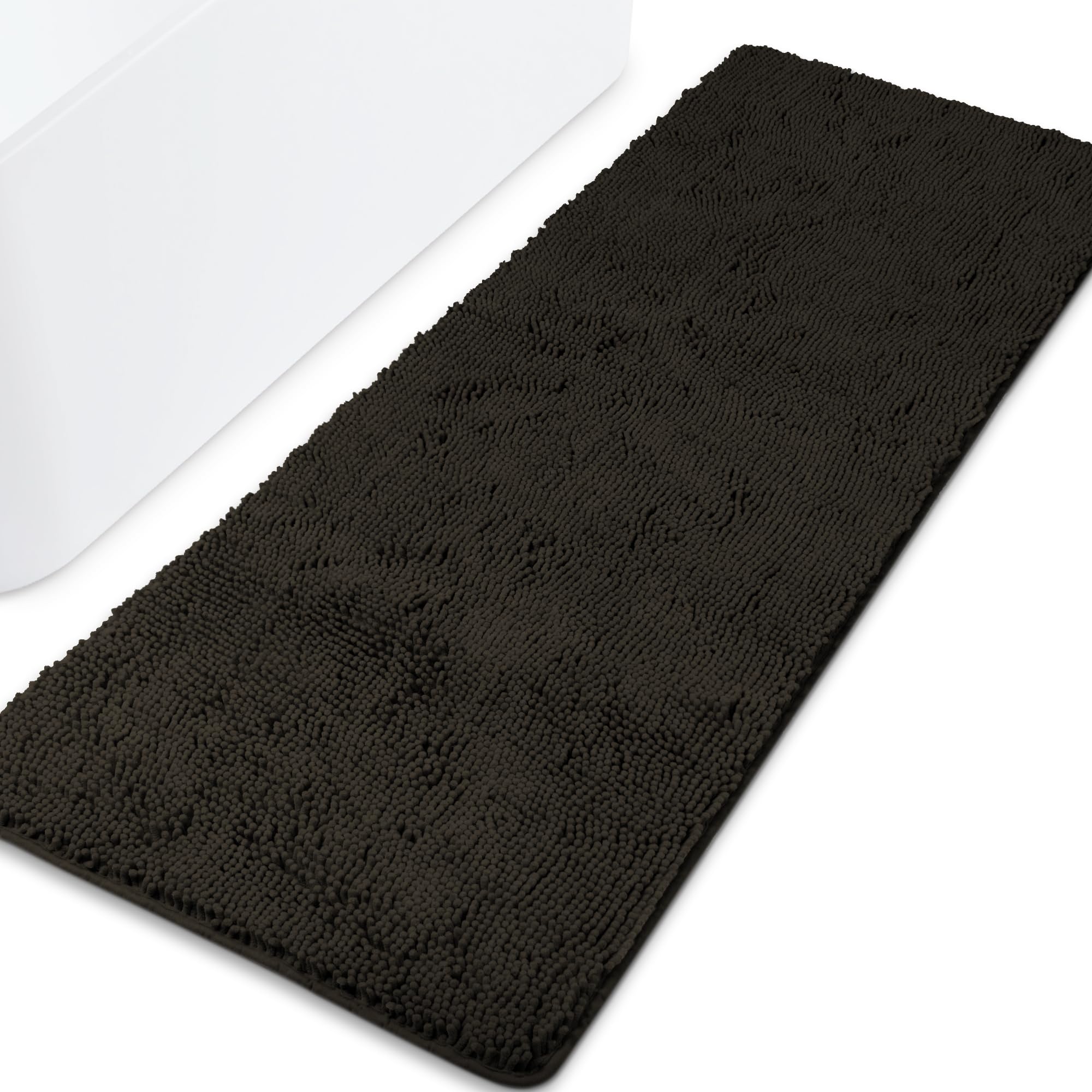Yeaban Chocolate Brown Bathroom Runner Rugs 24"x72" Non Slip,Thick Chenille Long Bath Mat,Absorbent and Washable Extra Large Rug for Bathroom Floor,Tub,Shower and Sink — image 1