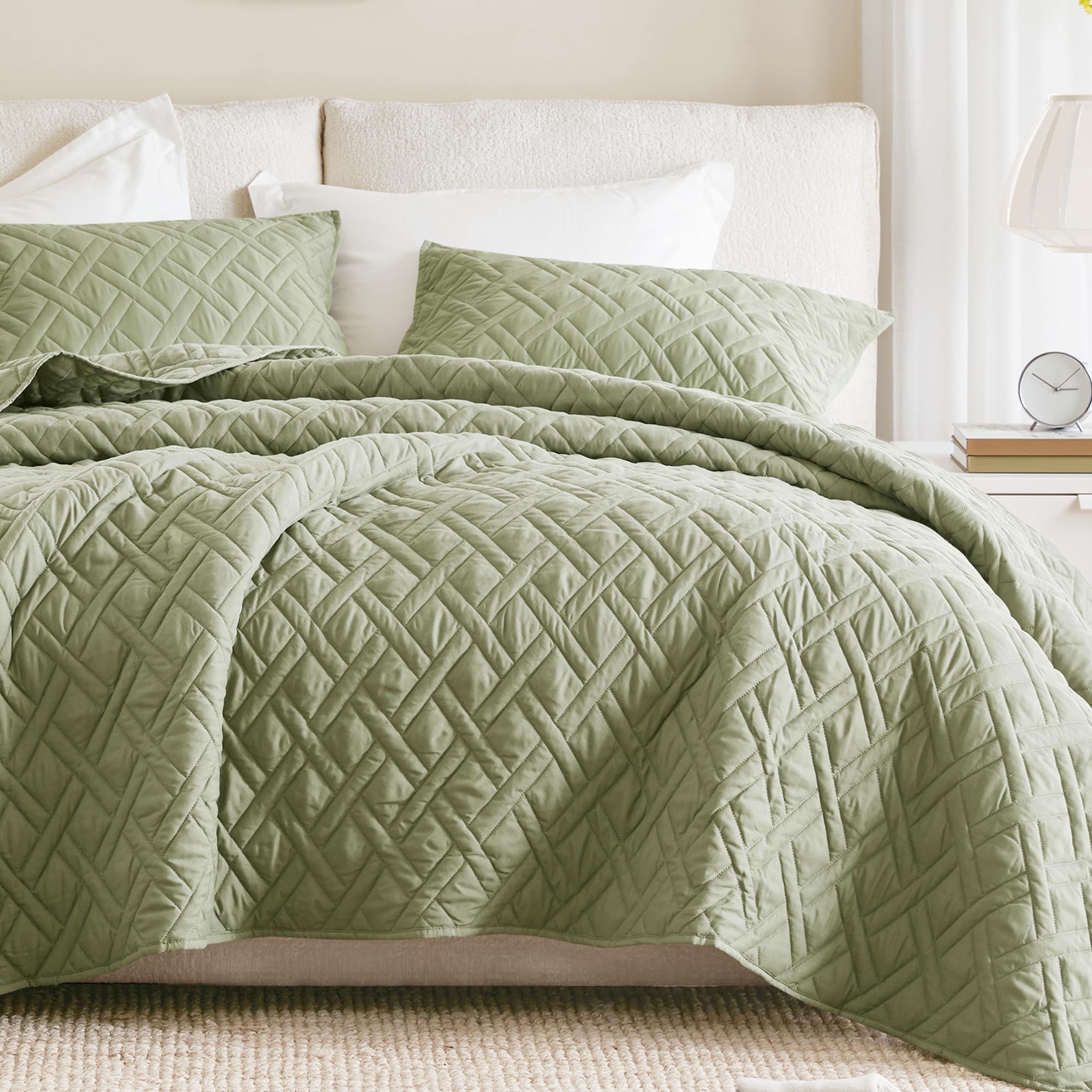 Comfort Spaces King Quilt Set Modern Reversible Diamond Coverlet King Bedding Set Cozy Quilted Winter Layer, All Season Lightweight Soft King Size