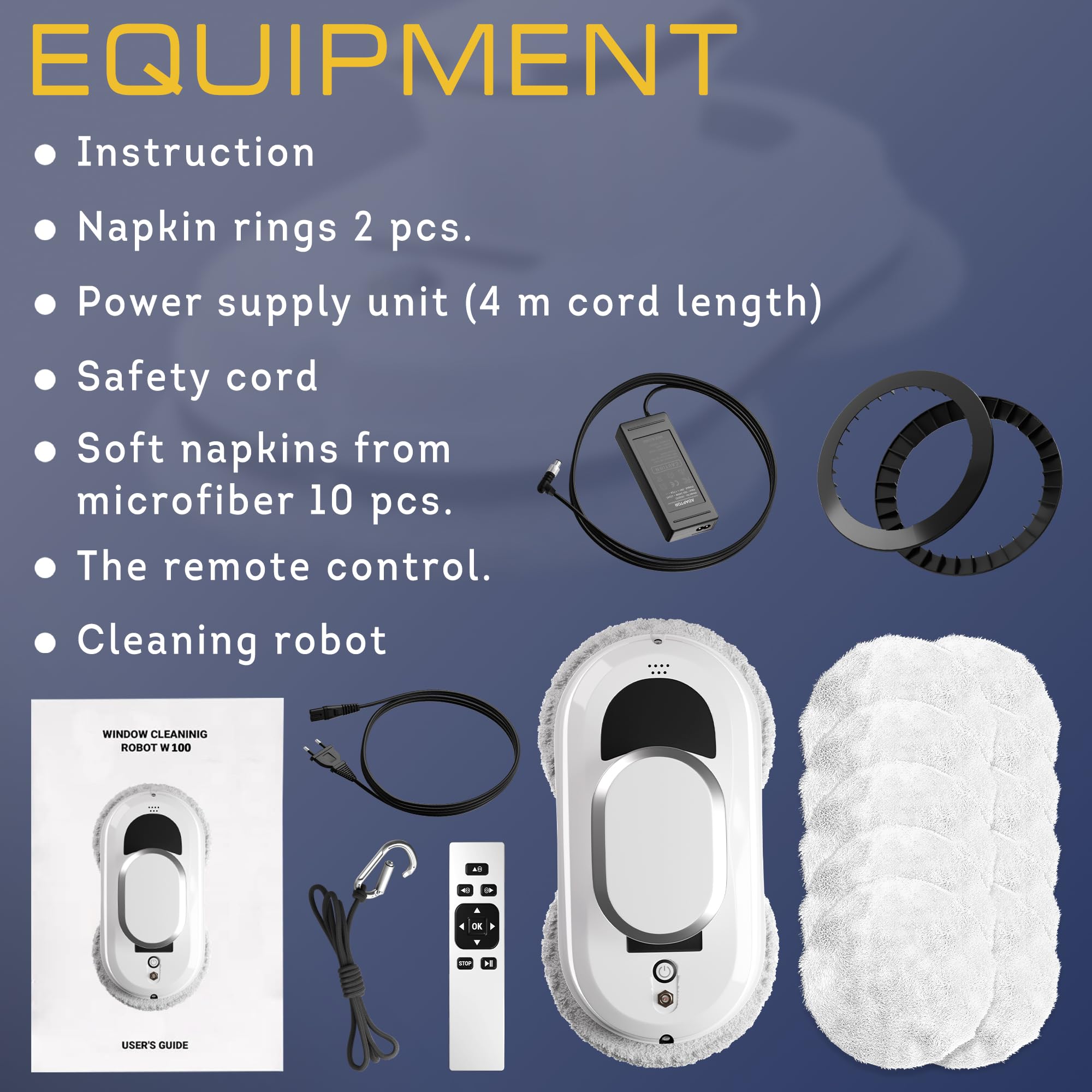 APQ W100 - Robot pulitore automatico per finestre, robot per la pulizia dei vetri, robot da 40 ml, aspirapolvere per finestre, robot pulitore per finestre da 64 dB