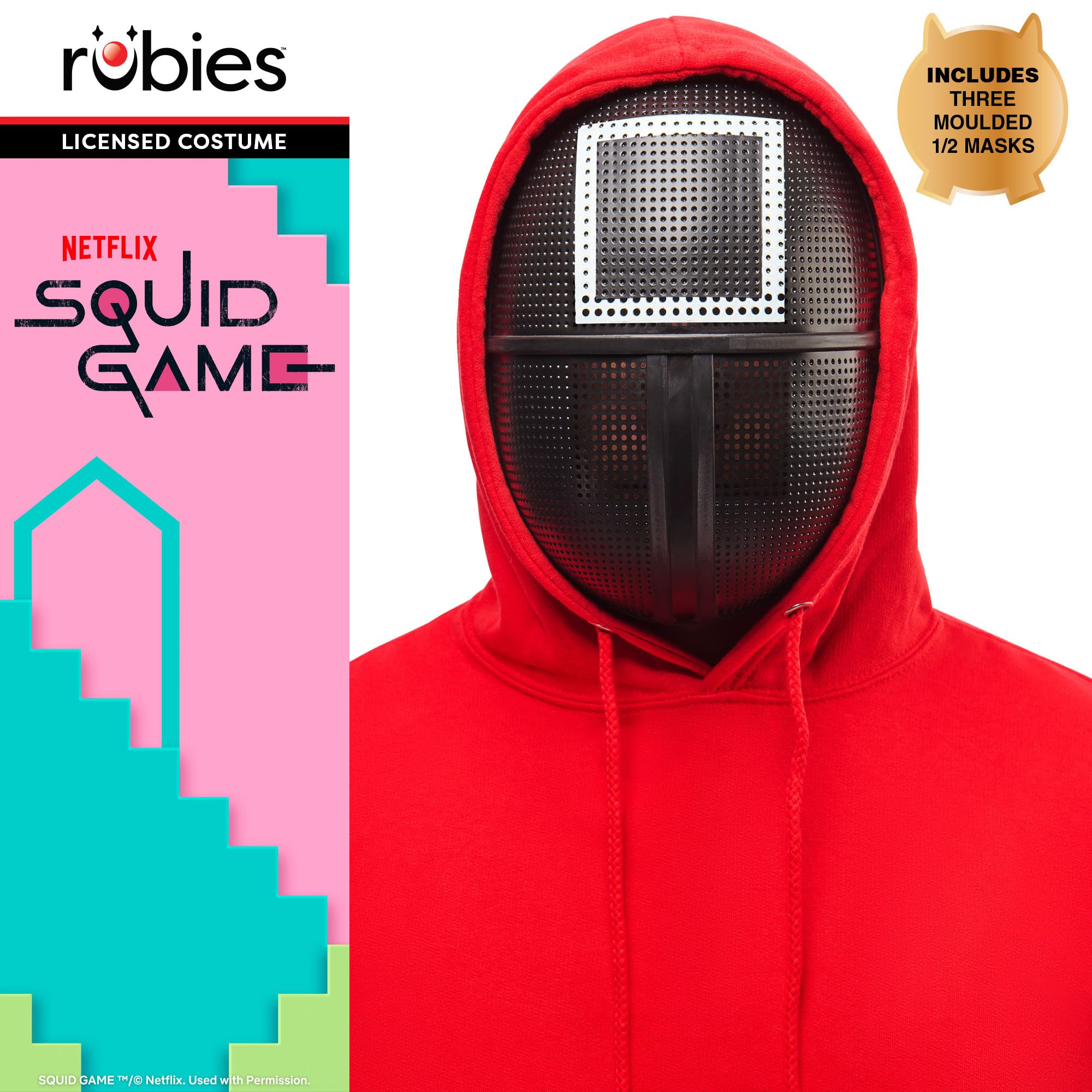 Rubies Official Squid Game 3x Guard Mask Set, Adult Fancy Dress, Black - Image 2