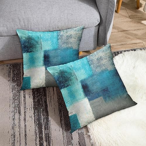 Miniatura 4 de Britimes Fundas de almohada modernas para decoración del hogar, 20 x 20 pulgadas, juego de 2 fundas de almohada decorativas, fundas de almohada