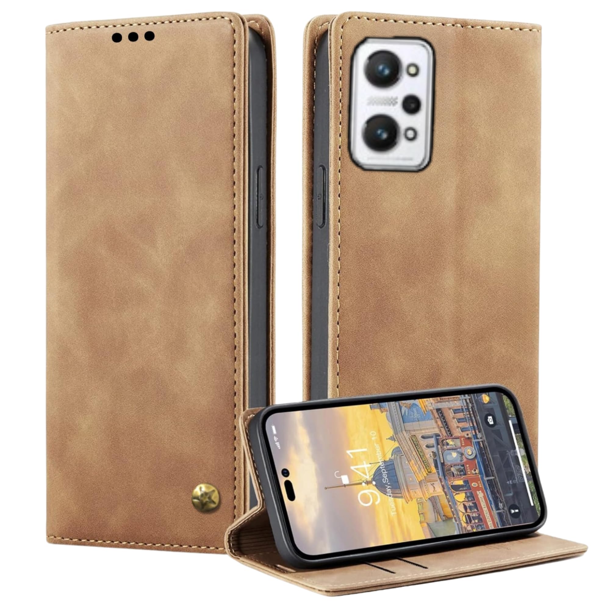 ClickAway Flip Cover for Realme GT Neo 2 Mobile Phone | Business Professional Case | Premium Leather Finish Back Cover | Foldable Stand | Wallet Card Slots | Antique Brown (B0D8CHRVR8) Amazon Price History, Amazon Price Tracker