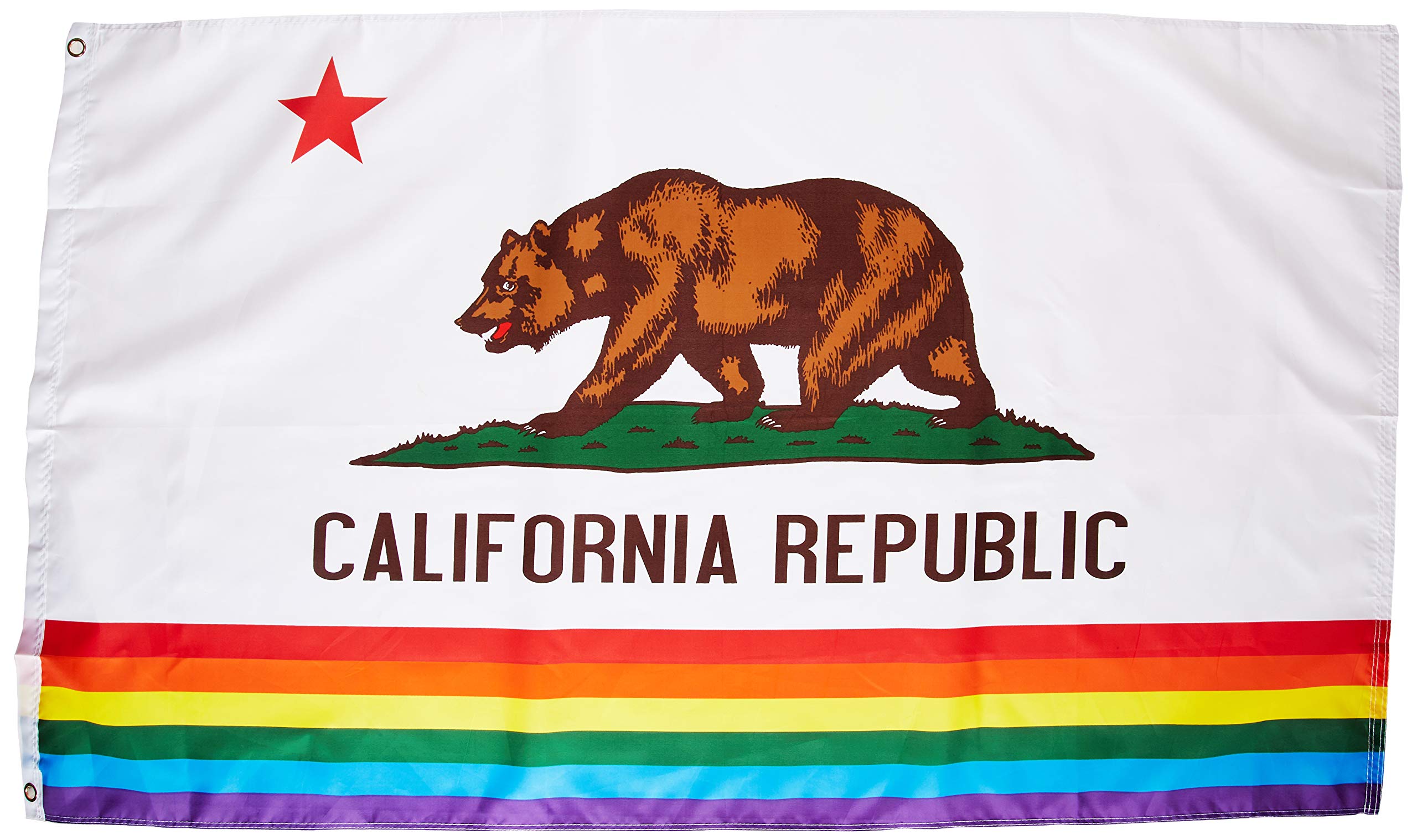 Quality Standard Flags California Rainbow Polyester Flag, 3 by 5'