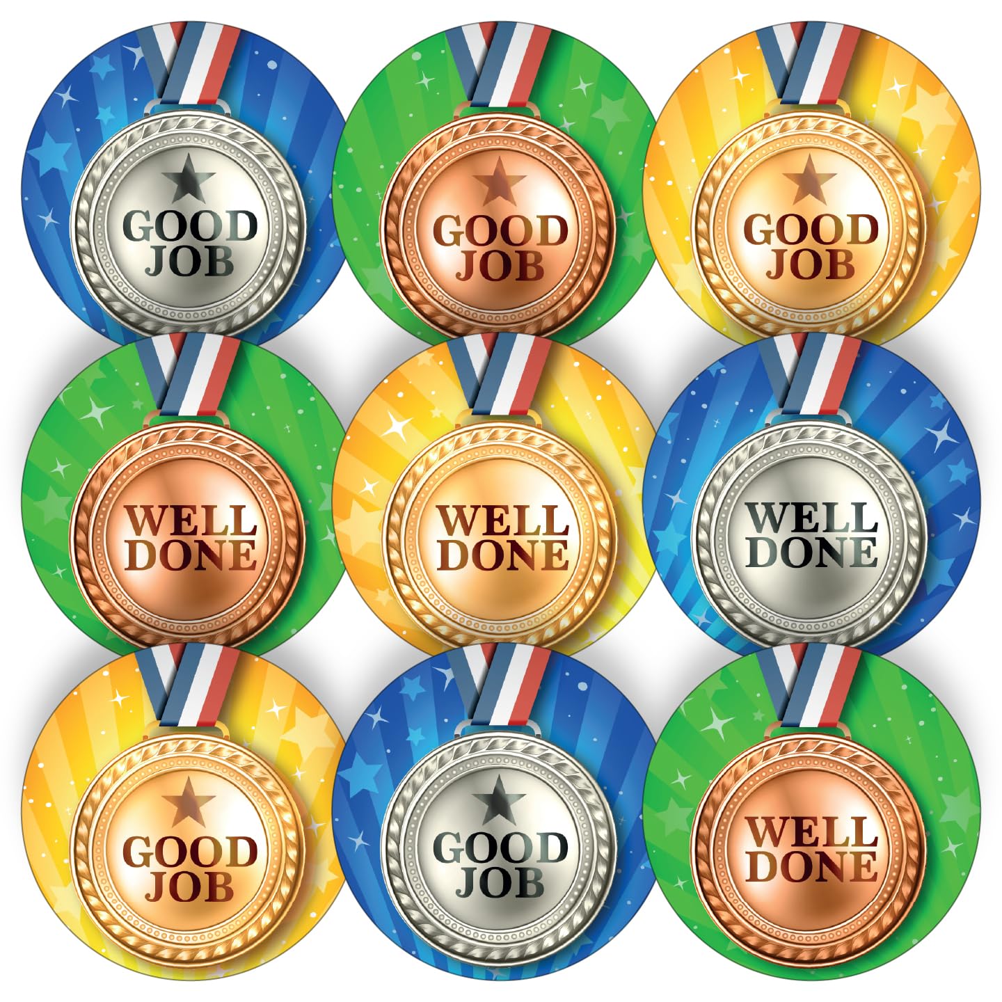 Stone Melon School Reward Stickers 144 Sports Day Praise Medal Stickers 30mm Round Awards Nursery Teachers Parents Children Kids