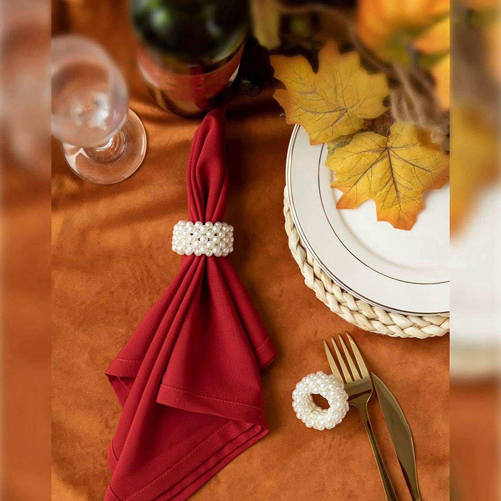 Servilletero Juego de 60 Piezas, Perla Servilleta de Boda Hebilla DecoracióN de Mesa