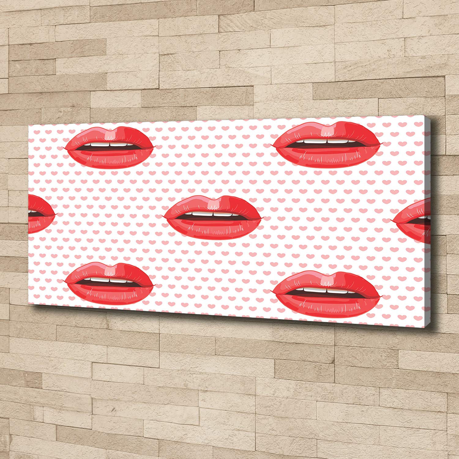 Tulup Tirages sur toile - art mural - tirages sur toile - thème d'image - 125x50 cm - Divers - Rouge - Lèvres Rouges