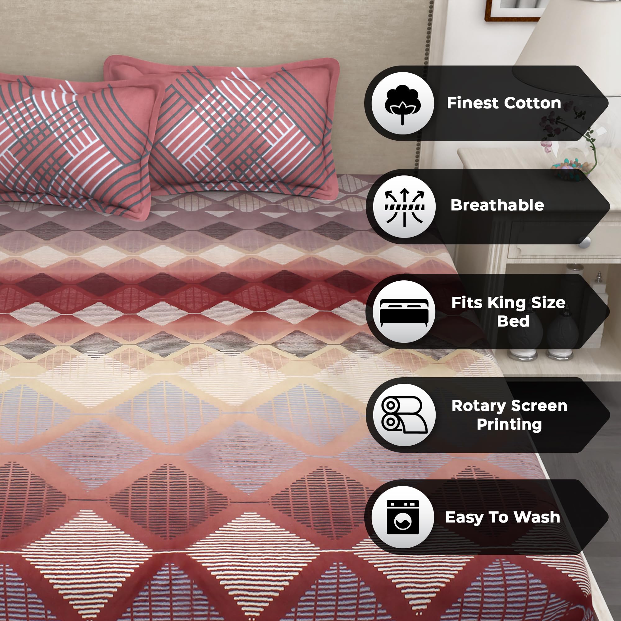 Story Home Bedsheet For King Size Bed Cotton Bedsheet Abstract