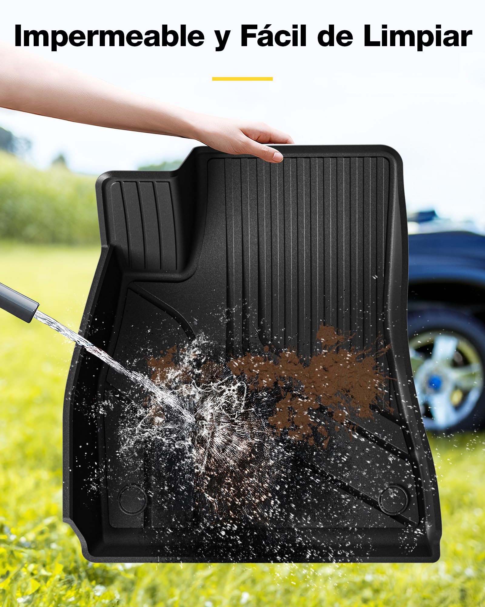 3W Juego Completo de Alfombrillas de Coche para Tesla Model 3 2021-2023, Admite Perros, TPE Alfombrillas para Todo Tipo de Clima, Antideslizante, Impermeable, Accesorios