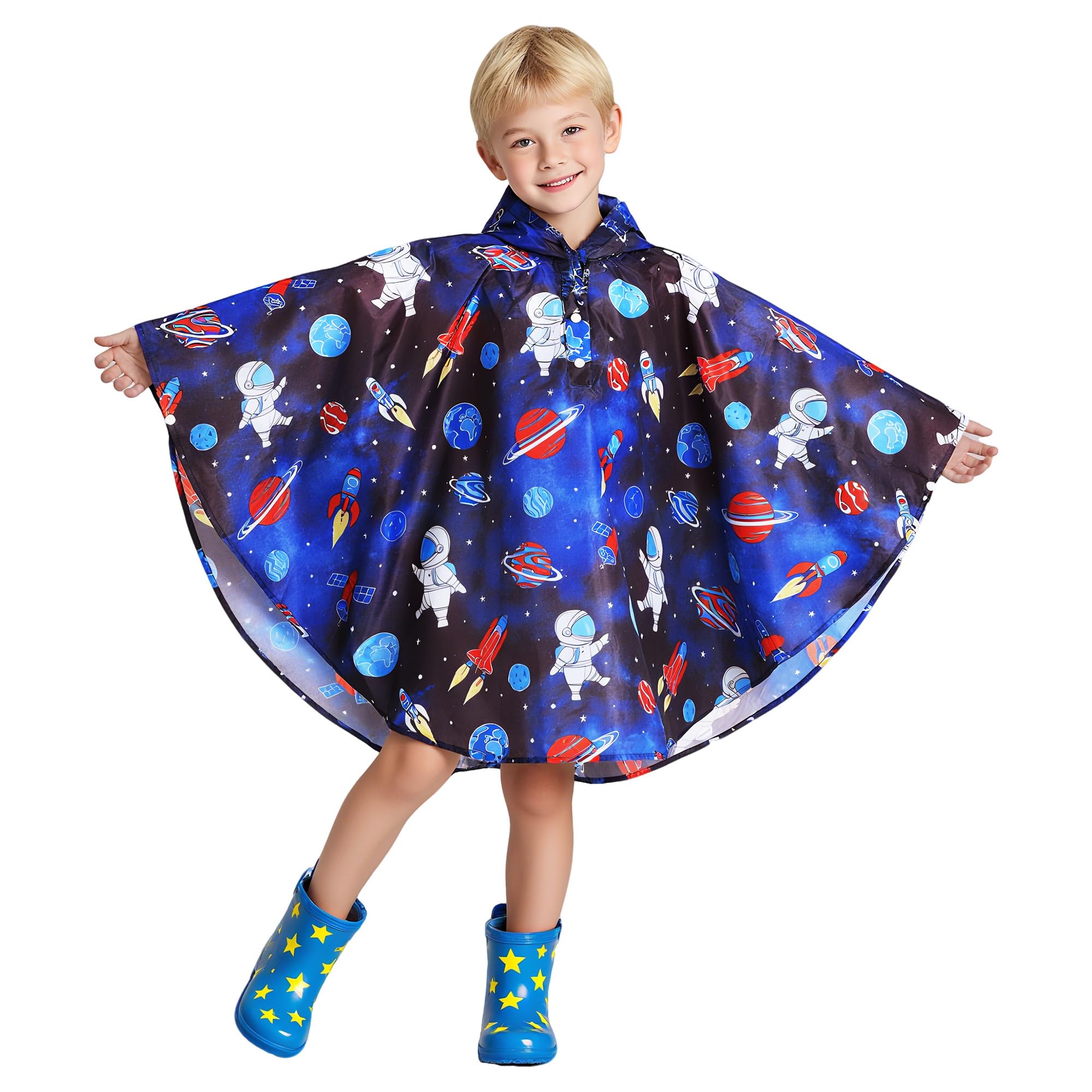 Poncho Impermeable Niño Niñas Ligero y Resistente Unisex Chubasqueros Capa Chaquetas de Lluvia Abrigos con Capucha Infantiles Exteriores Impermeables Ropa para 3-14 años