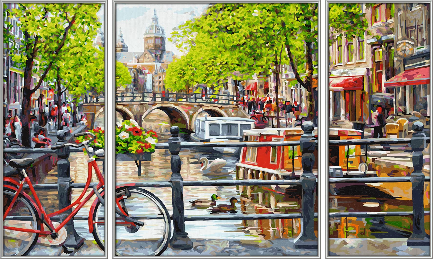 Schipper 609260812 Malowanie według liczb - Amsterdam - obrazy do malowania dla dorosłych, w zestawie pędzel i farby akrylowe, tryptyk, 50 x 80 cm