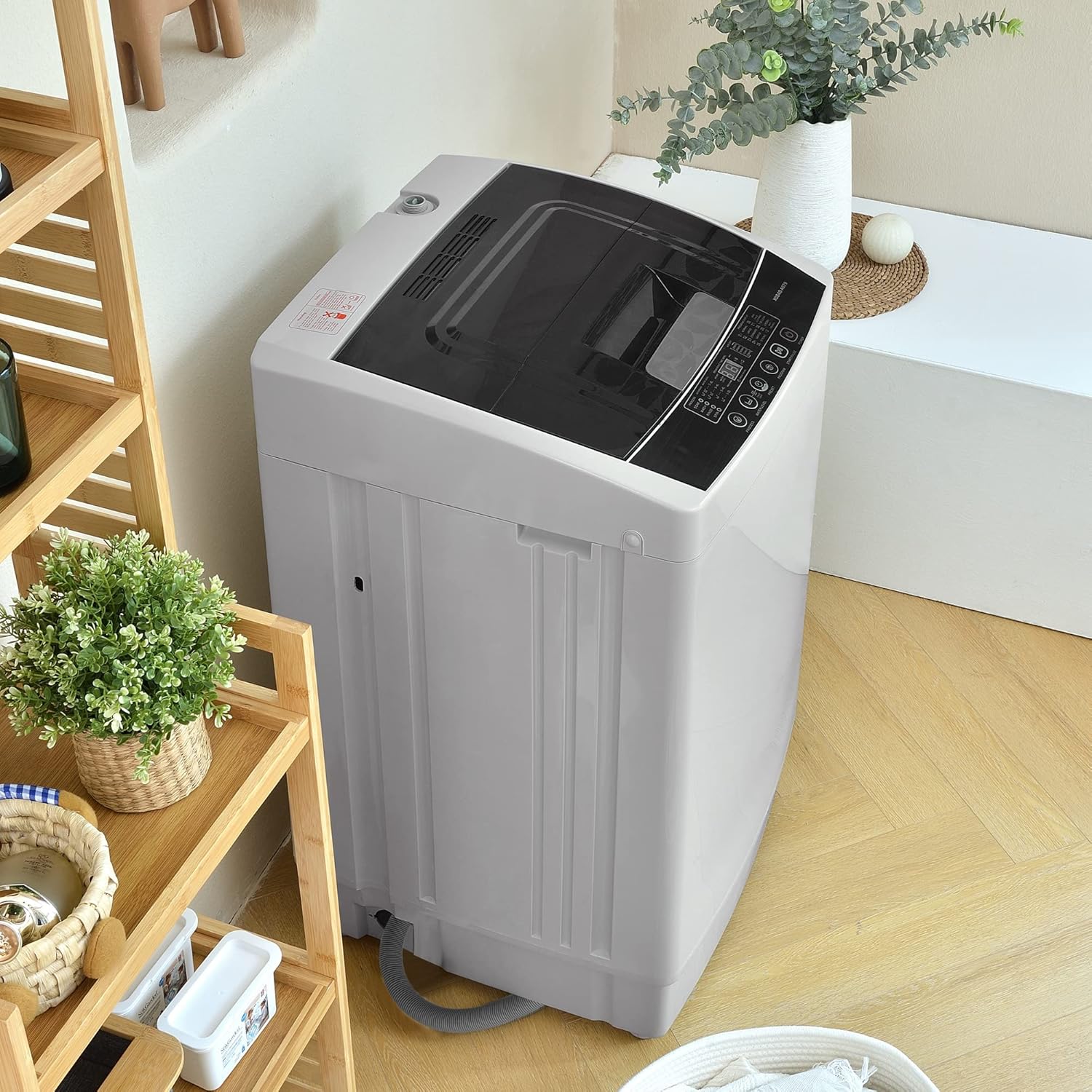 Top Loading Compact Fully Automatic Washing Machine, 1.24 Cu.ft, with LED Display, 8 Water Levels, 10 Wash Programs, Wash Schedule, Tub Air Dry, Tub Self Clean, Child Lock，Dorms, RVs, Camping