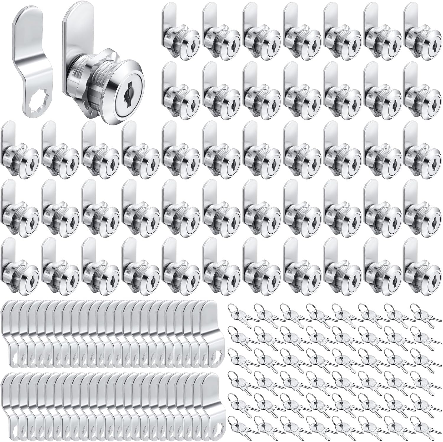 Kenning 24 Sets Cabinet Locks with Keys for Secure Drawer Mailbox RV Storage Box Replacement Lock, Zinc Alloy(3/4''Cylinder Length, 0.5'' Max Panel Thickness)