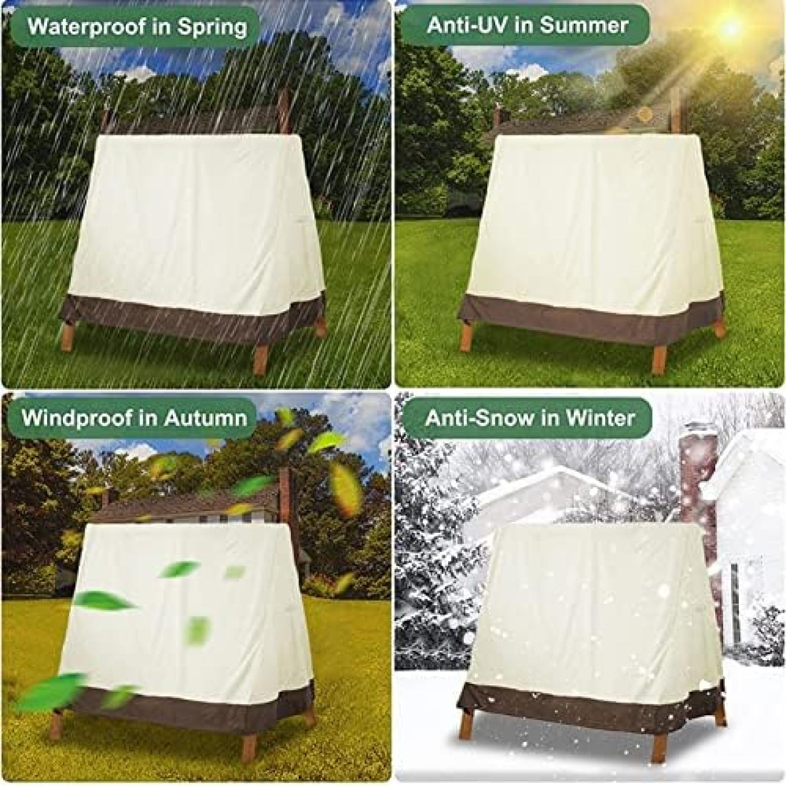 Copertura per Altalena da Giardino, Protezione Solare Domestica Protezione UV Copertura per Altalena da Giardino, Impermeabile e Antivento, Copertura per Altalena a 3 posti con Presa d'Aria