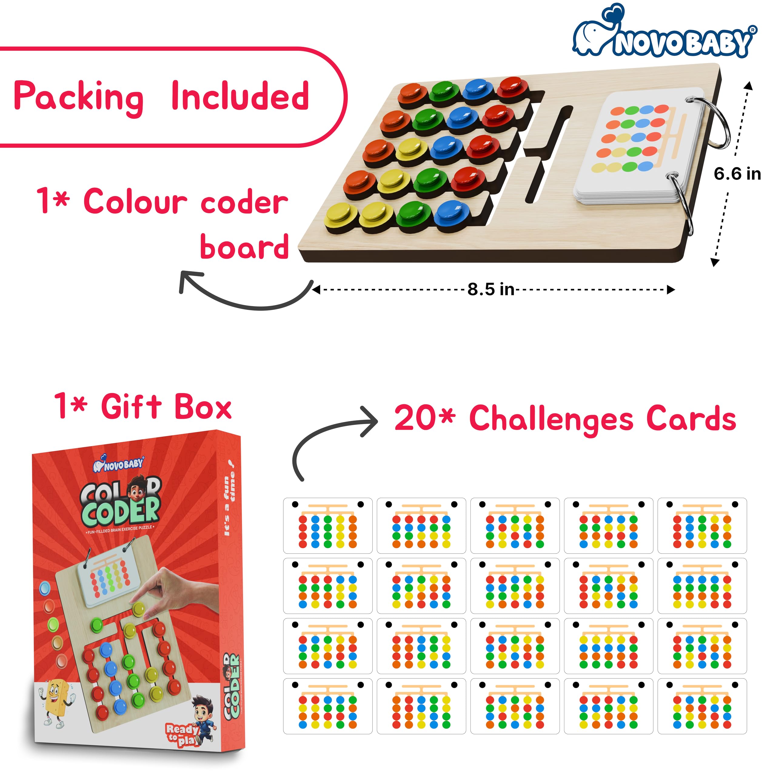Novo Baby Kids Montessori Slide Puzzle | Color & Pattern Matching Learning Toys for Kids 3-8 Years | Preschool Educational Activity Toy for 3,4,5,6,7,8 | Toys for 6-Year-Old Boy (Modern) - Image 5 thumbnail
