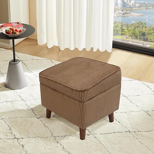 Miniatura 7 de Otomana de almacenamiento con tapa ajustable, taburete suave, reposapiés y asiento, reposapiés otomano para sala de estar, dormitorio, dormitorio,