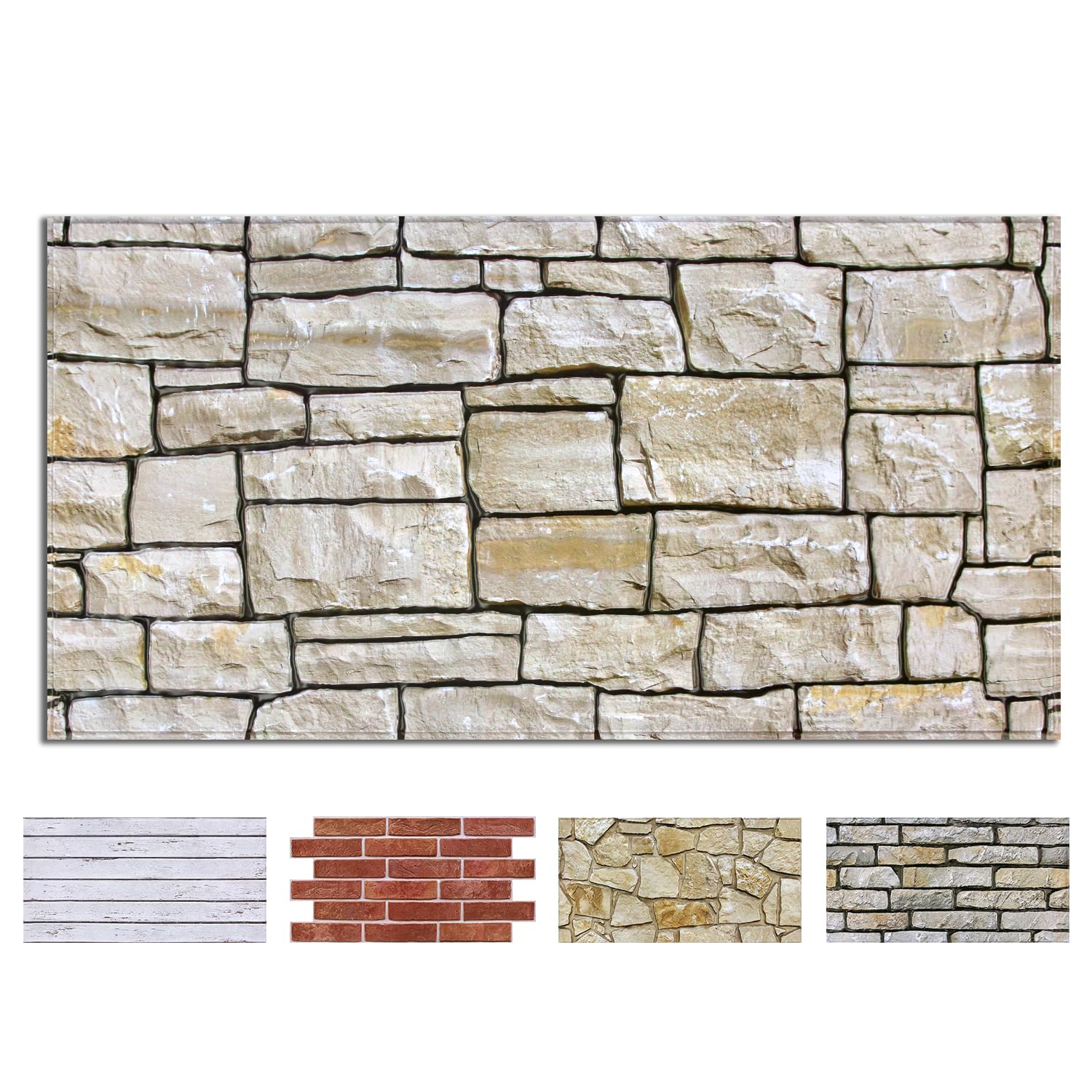 COMSTICKC 3D Faux Stone Wall Panel Self Adhesive Wall Stickers, 12 Sheets 22.8" x 11.8", Lightweight Thin PVC 3D Peel and Stick Fake Stone Decorative Tiles for DIY Wall Decor, Light Brown