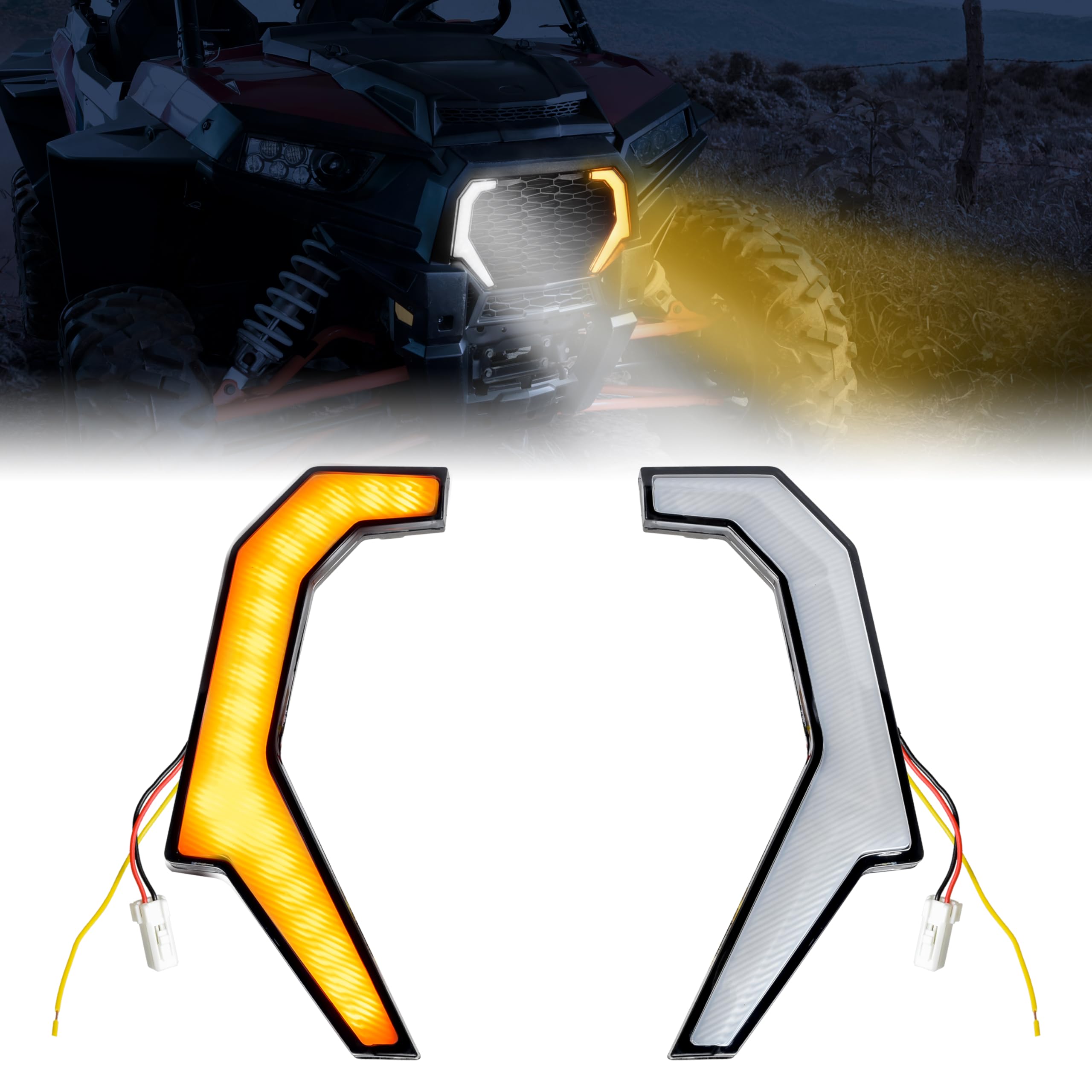 UTVSXPERT Turn Signal LED Fang Lights for RZR XP 1000 14-18, Front Fang Accent Lights Grill Signature Lamps for Polaris RZR XP 1000 2014-2018 / RZR 900 XC 900S 2015-2020 Accessories