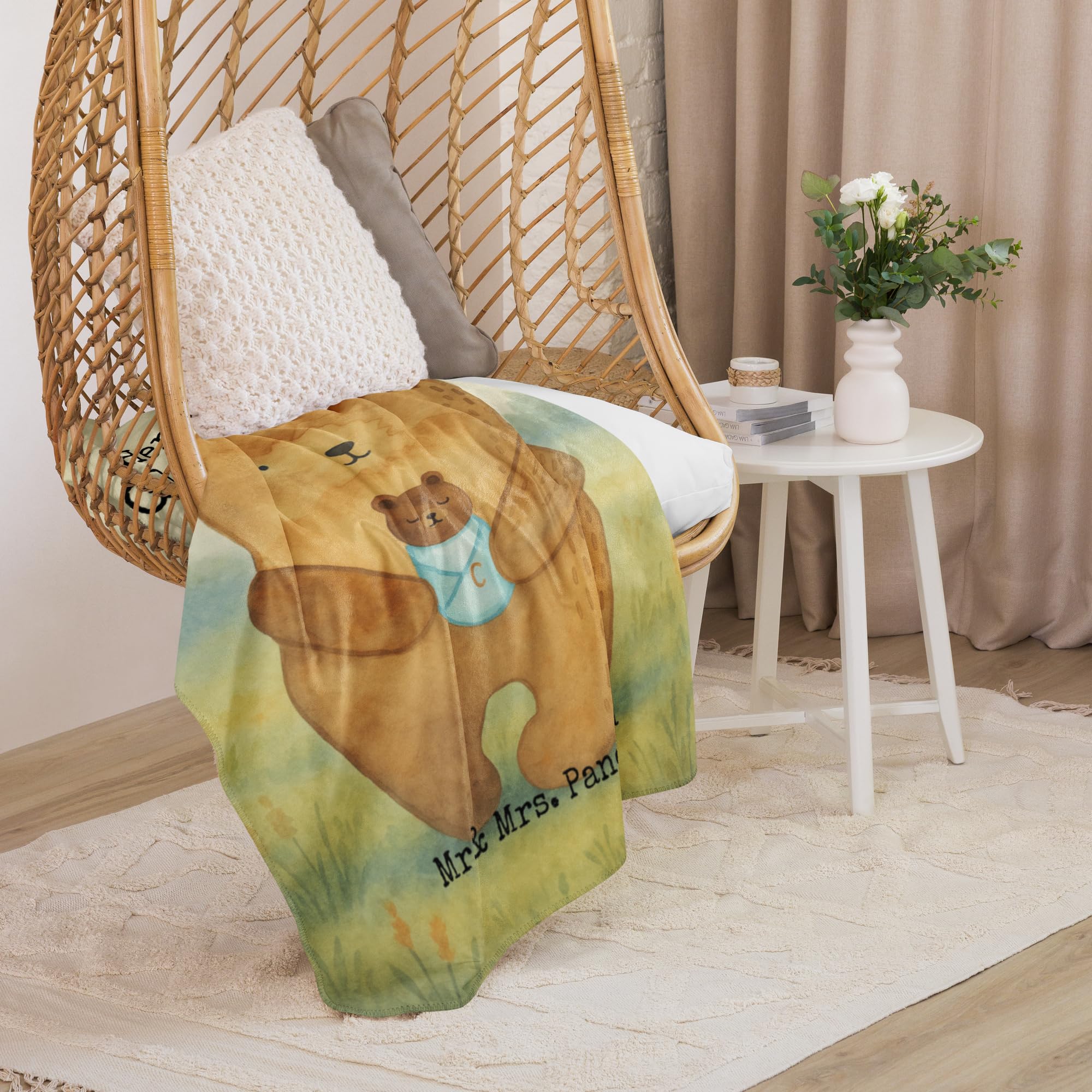 Mr. & Mrs. Panda Plaid Bär Baby Design 100 x 150 cm - Geschenk, Teddy, Überwurf, Nichte, Geburtstag, Wohndecke, Decke, Kuscheldecke, Tagesdecke, Neffe, Heimdecke, Geburt