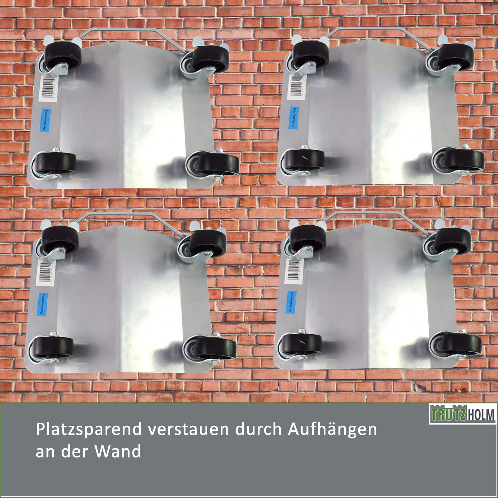 TRUTZHOLM Rangierhilfe für PKW 2 Stück jeweils 680 kg Rangierroller insgesamt 1360 kg belastbar V Form Schwenkgriff 360° drehbar Auto PKW SUV Reifenwagen Reifenhalter