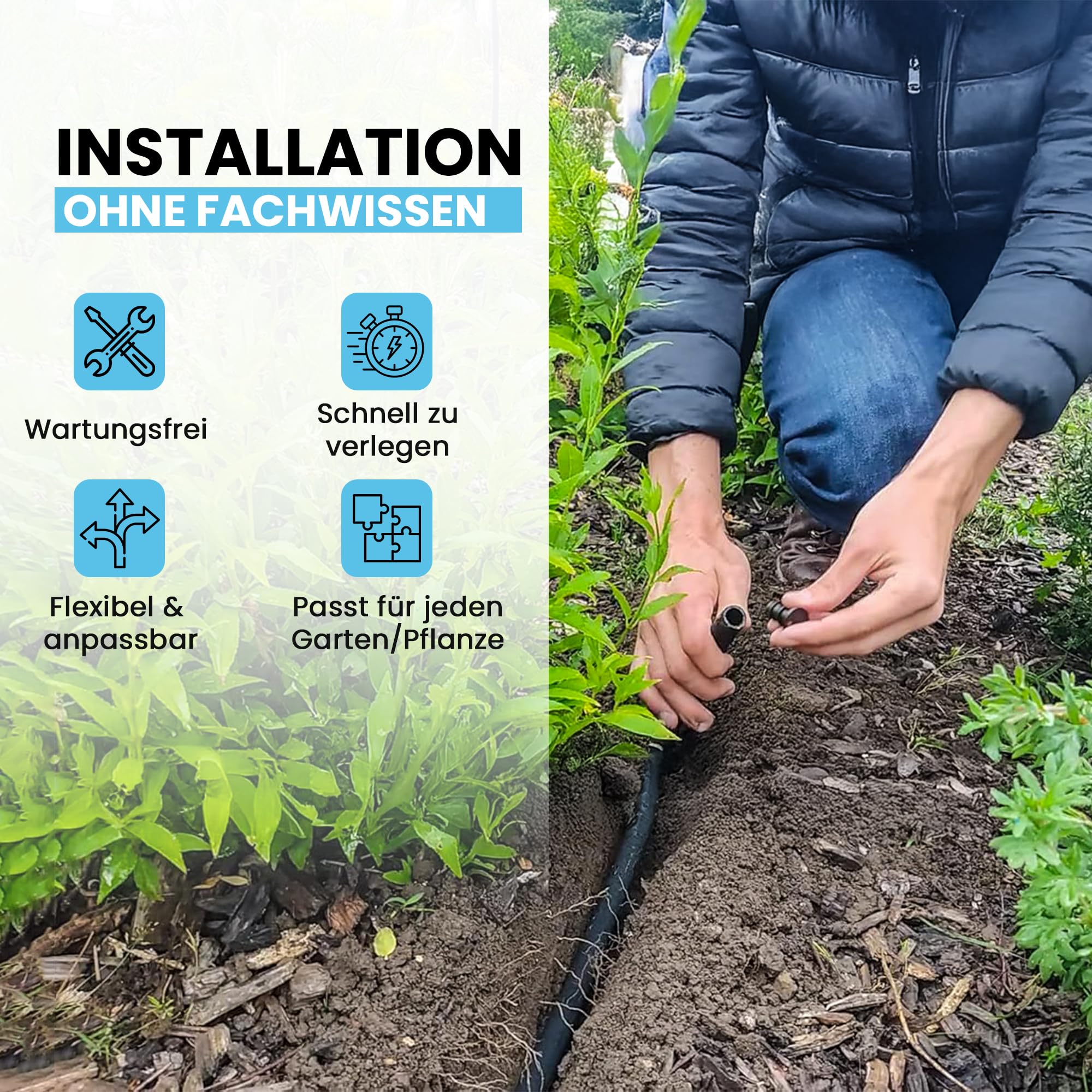 ecotube HOME Perlschlauch 100 m Set – Wassersparende Gartenbewässerung