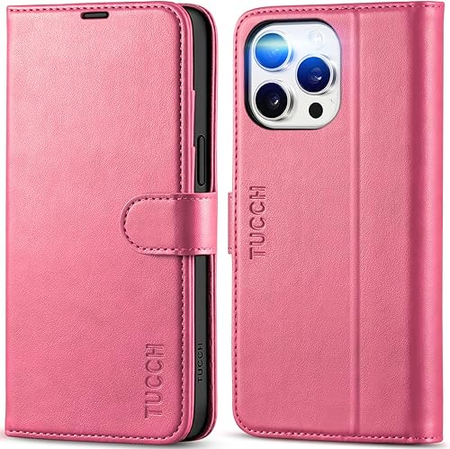 Miniatura 10 de TUCCH Funda para iPhone 15 Pro Max con función atril magnética bloqueo RFID 4 ranuras para tarjetas carcasa interior de TPU Funda protectora de piel