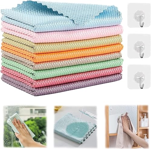 Miniatura 1 de KCRPM Toallitas brillantes, paños de limpieza de escamas de pescado 2023, paños de limpieza milagrosos sin rayas a nanoescala, paño de limpieza
