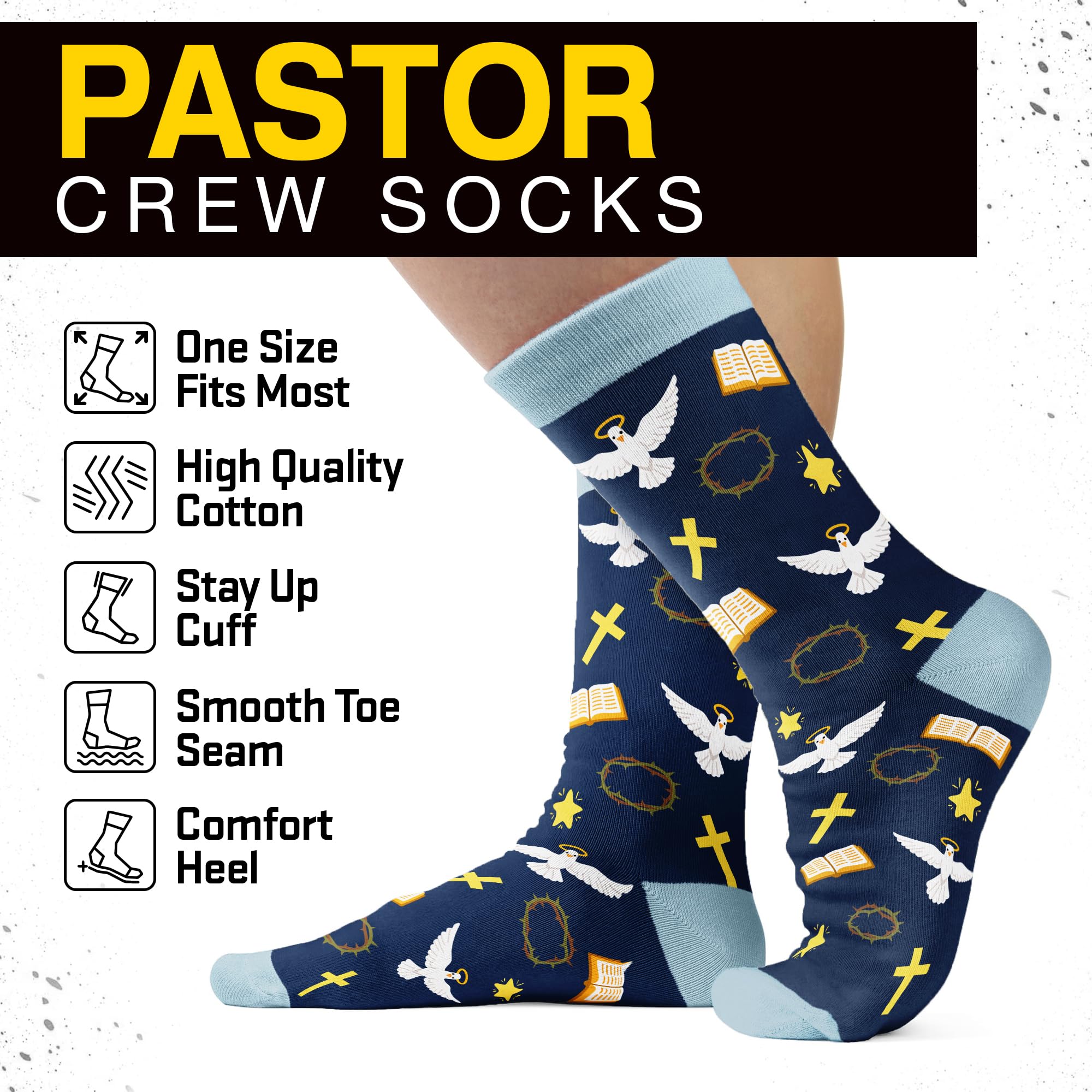 Pastor Appreciation Gifts - Christian Fathers Day Gift for Men, Inspirational Religious Socks for Pastors