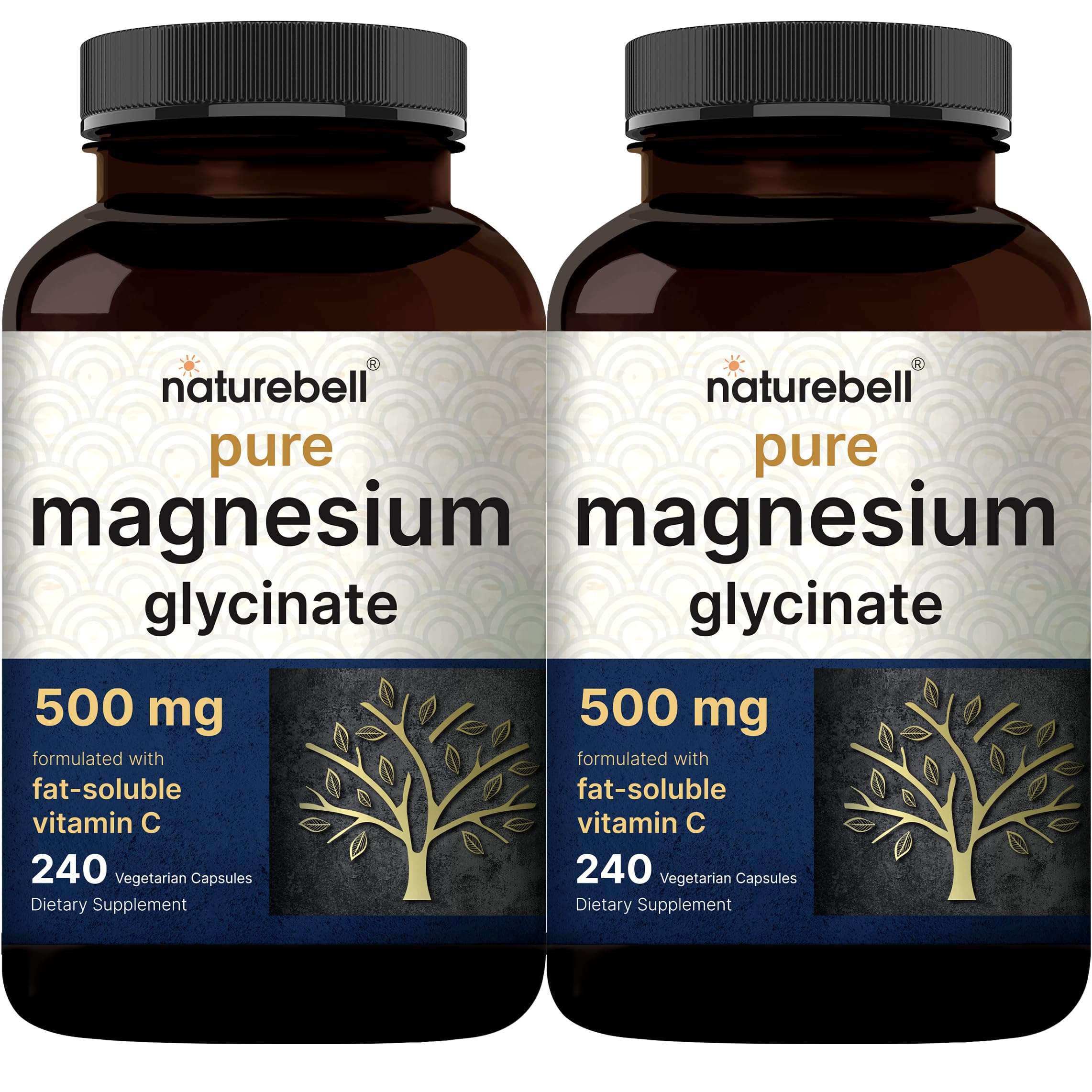 Naturebell Pure Magnesium Glycinate 500mg, 480 Veggie Capsules | 100% Chelated & Purified – 3rd Party Tested, Vegan Friendly, Non-GMO