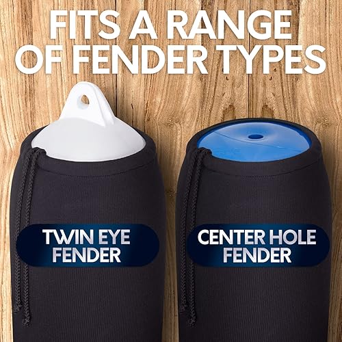 Miniatura 3 de Fundas para guardabarros de barco  Varias opciones de tamaño disponibles  Negro y azul marino  Paquete de 1, 2 y 4  Poliéster (paquete de 4, negro,