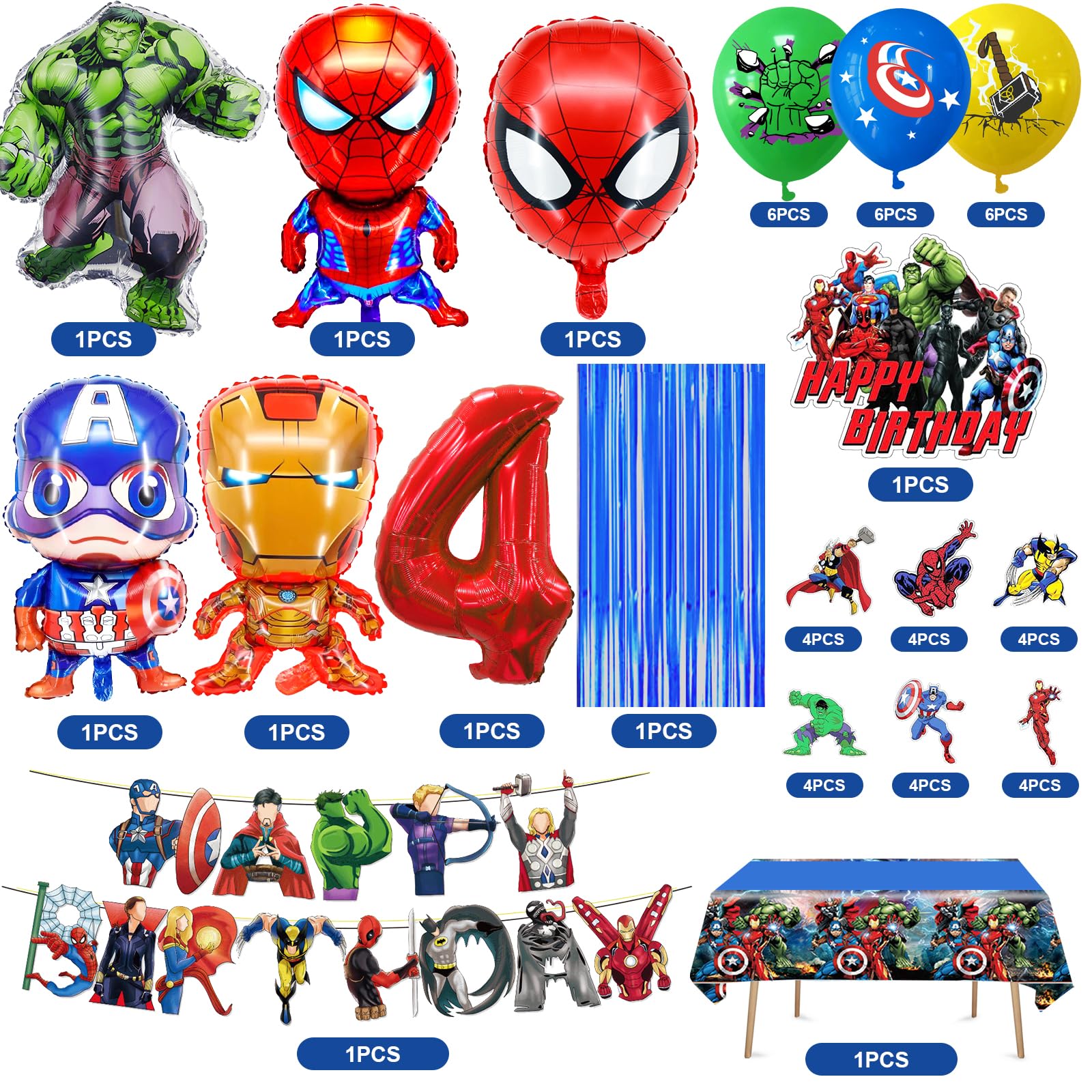 42 Pezzi Set Di Decorazioni Per Palloncini A Tema Supereroi - Foto 2