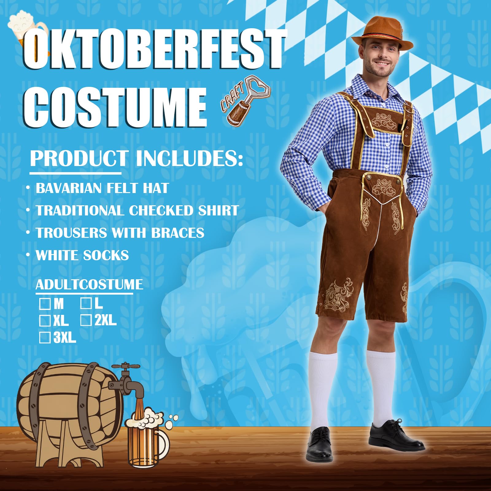 Oktoberfest męski strój, niemiecki Bayern Oktoberfest