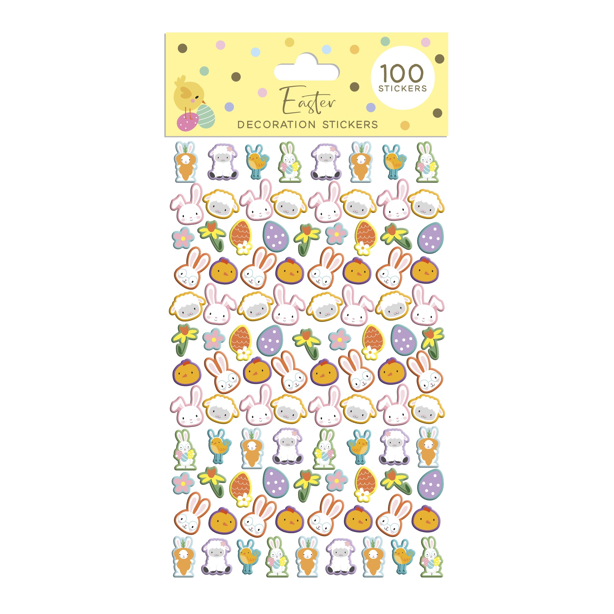 Eurowrap Easter Foam Stickers Pack of 100 – Cute Bunny, Chick & Egg Designs for Kids’ Crafts, Scrapbooking & Decorations