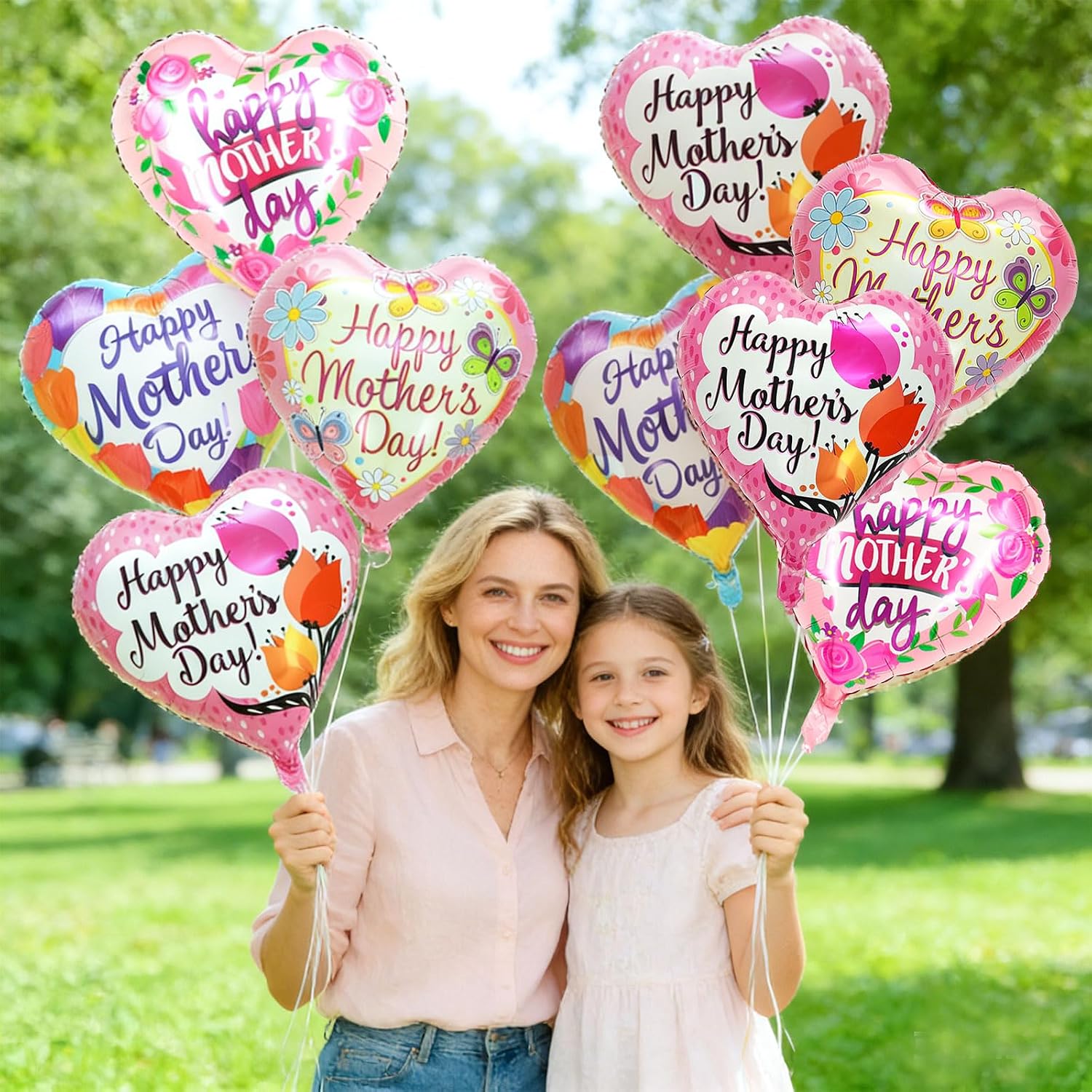 12 Pcs Happy Mother's Day Balloons Set, 18 Inch Floral Heart Mothers Day Balloon for Mother's Day Party Decorations, Mothers Day Decorations for Home Party Supplies image 3
