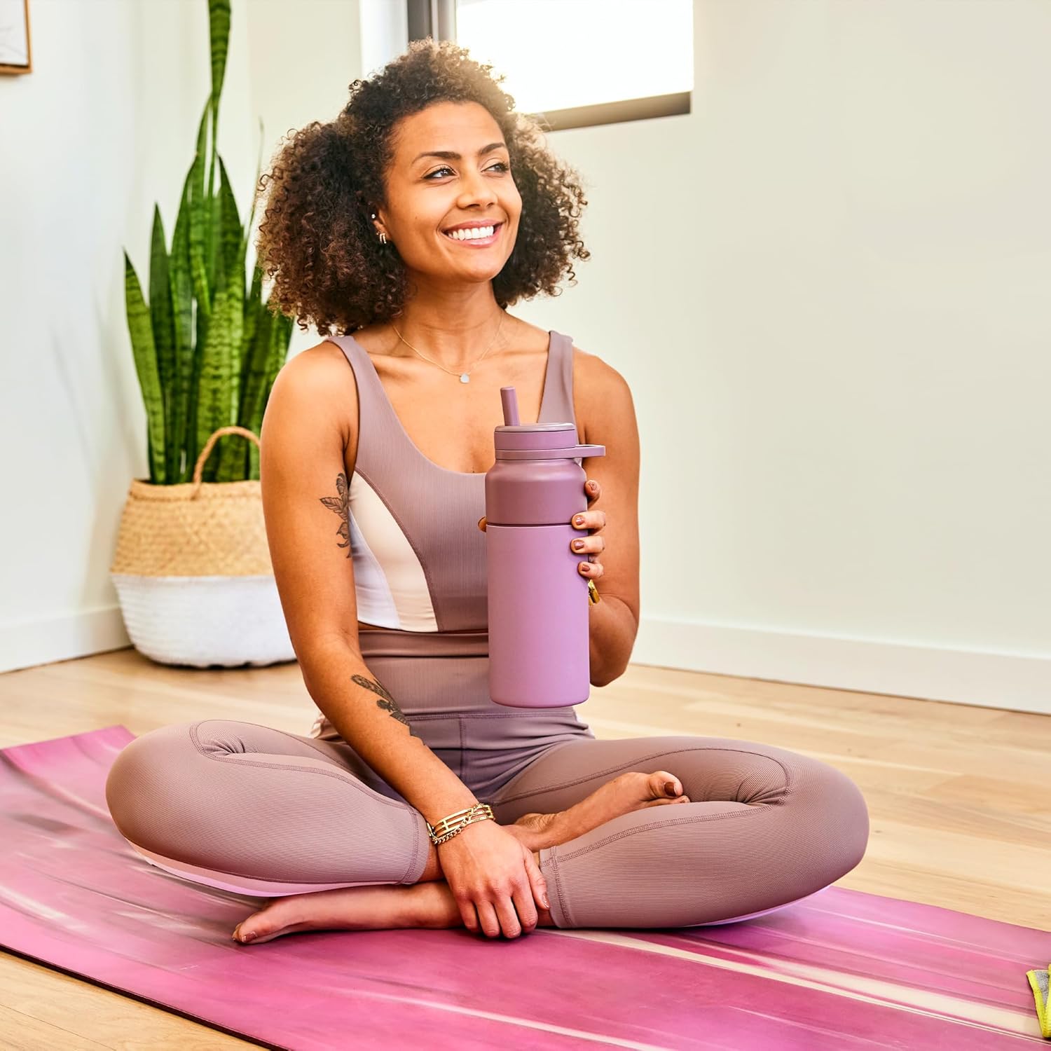 BrüMate Rotera 35 oz Stainless Steel Water Bottle with Touch Free Straw and Carry Handle | 100% Leakproof Insulated Water Bottle | Cup Holder Friendly Base | (Prickly Pear) - Image 6