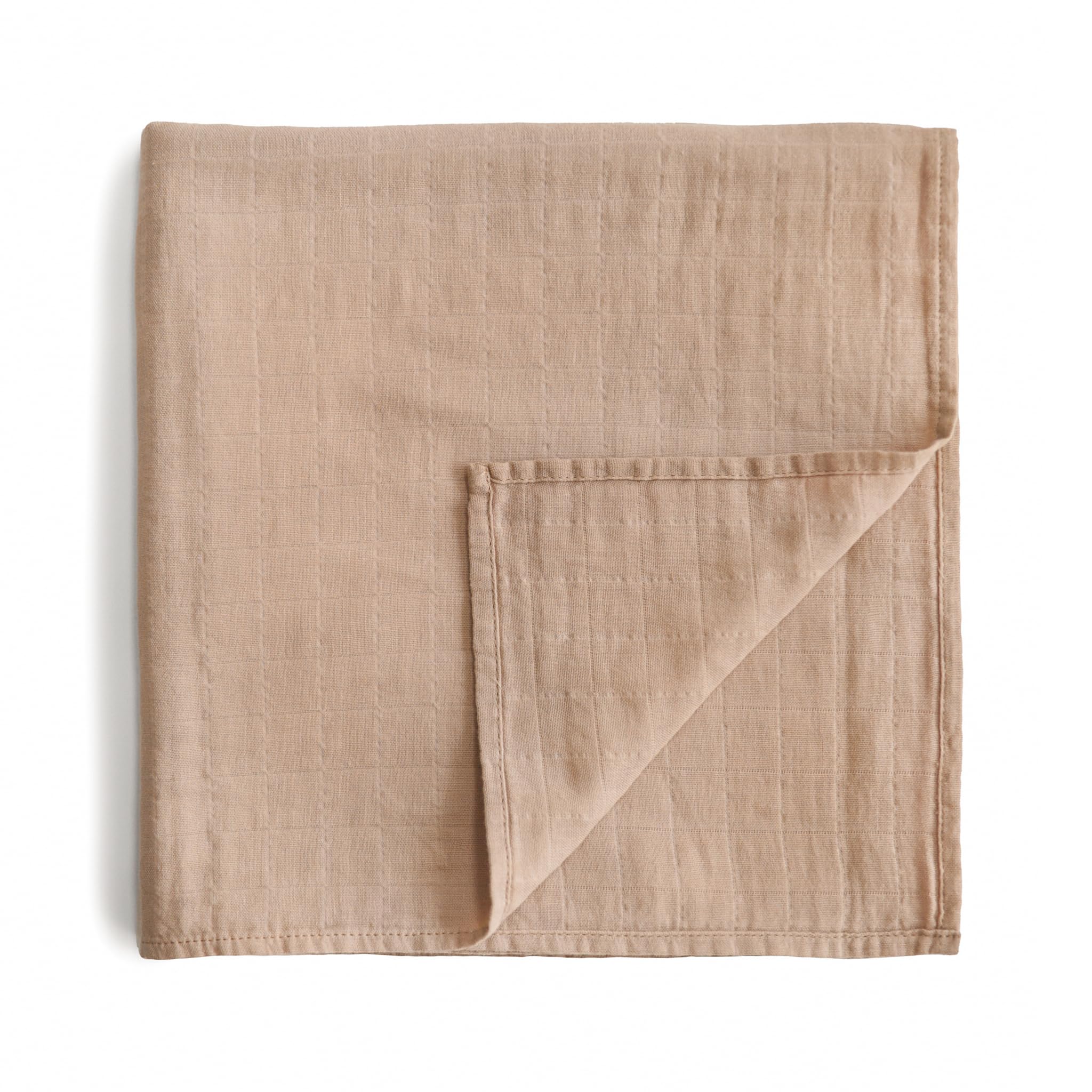 Mushie Muslin Baby Swaddle Blanket | Newborn 0-3 Months Swaddle | 100% Organic Cotton | Infant Sleep Sack | Pre-Washed | Receiving Blanket | Made in Denmark | Pale Taupe