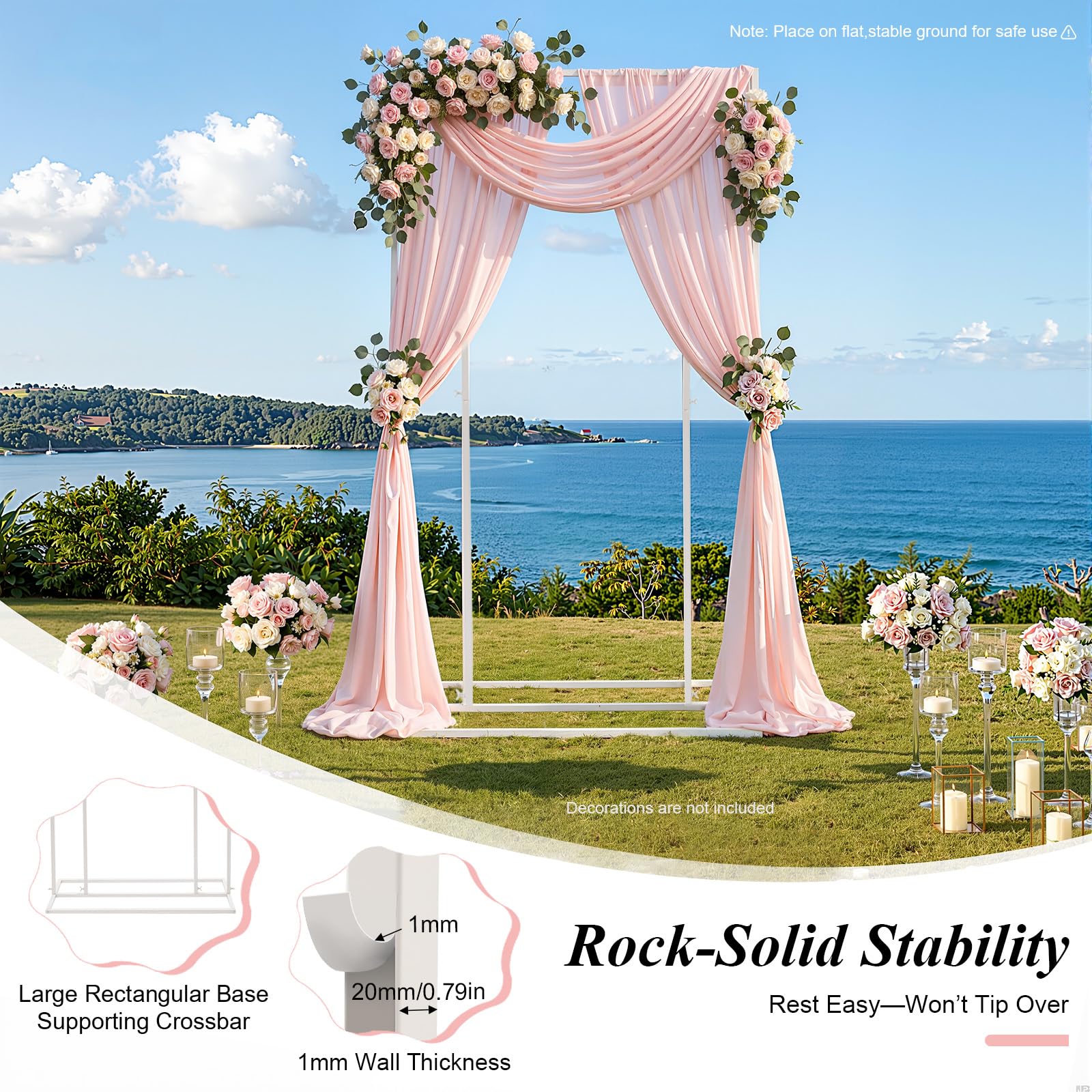 Supporto Sfondo Matrimonio Bianco, Struttura Metallo 1x2m, Fondale Feste