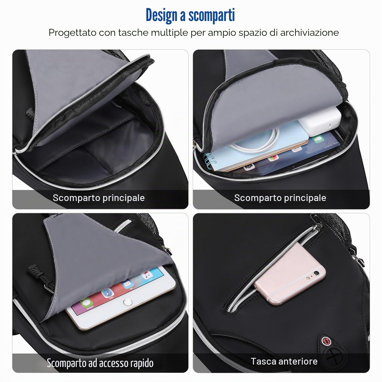 MOSISO Zaino Monospalla Sling Bag Poliestere Idrorepellente Borsa a Tracolla Il Petto Spalla Borsa Palestra All'aperto Viaggio Zaino per Uomo,Medium