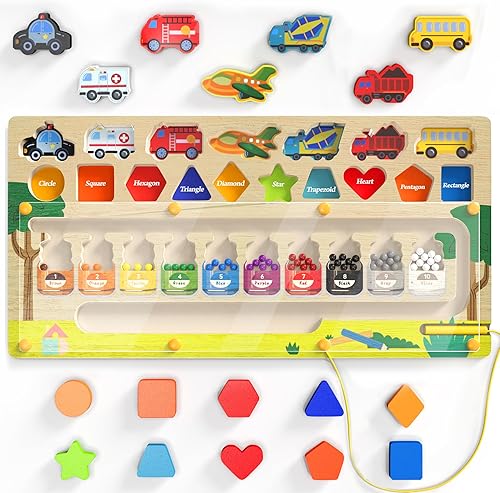 Tablero magnético de laberinto para niños de 3 a 5 años, madera educativa Montessori para todos los niños de 3 años en adelante, tablero de