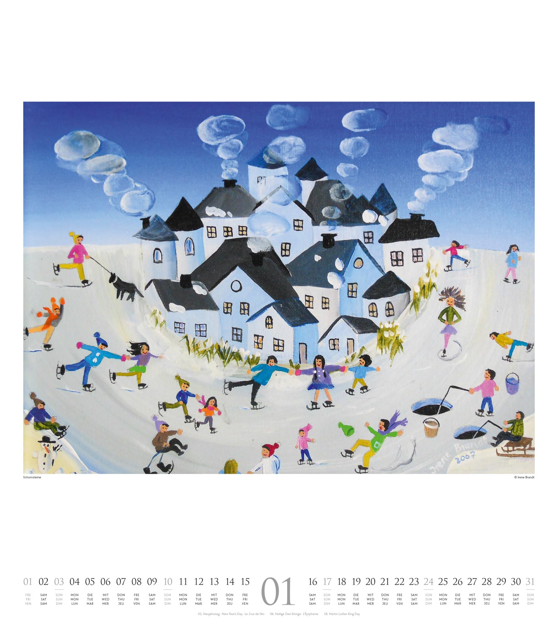 Naive Malerei Kalender 2027: Farbenfroher Kunst-Kalender im großen Hochformat (48x54 cm) | Fröhliche und fantasievolle Gemälde