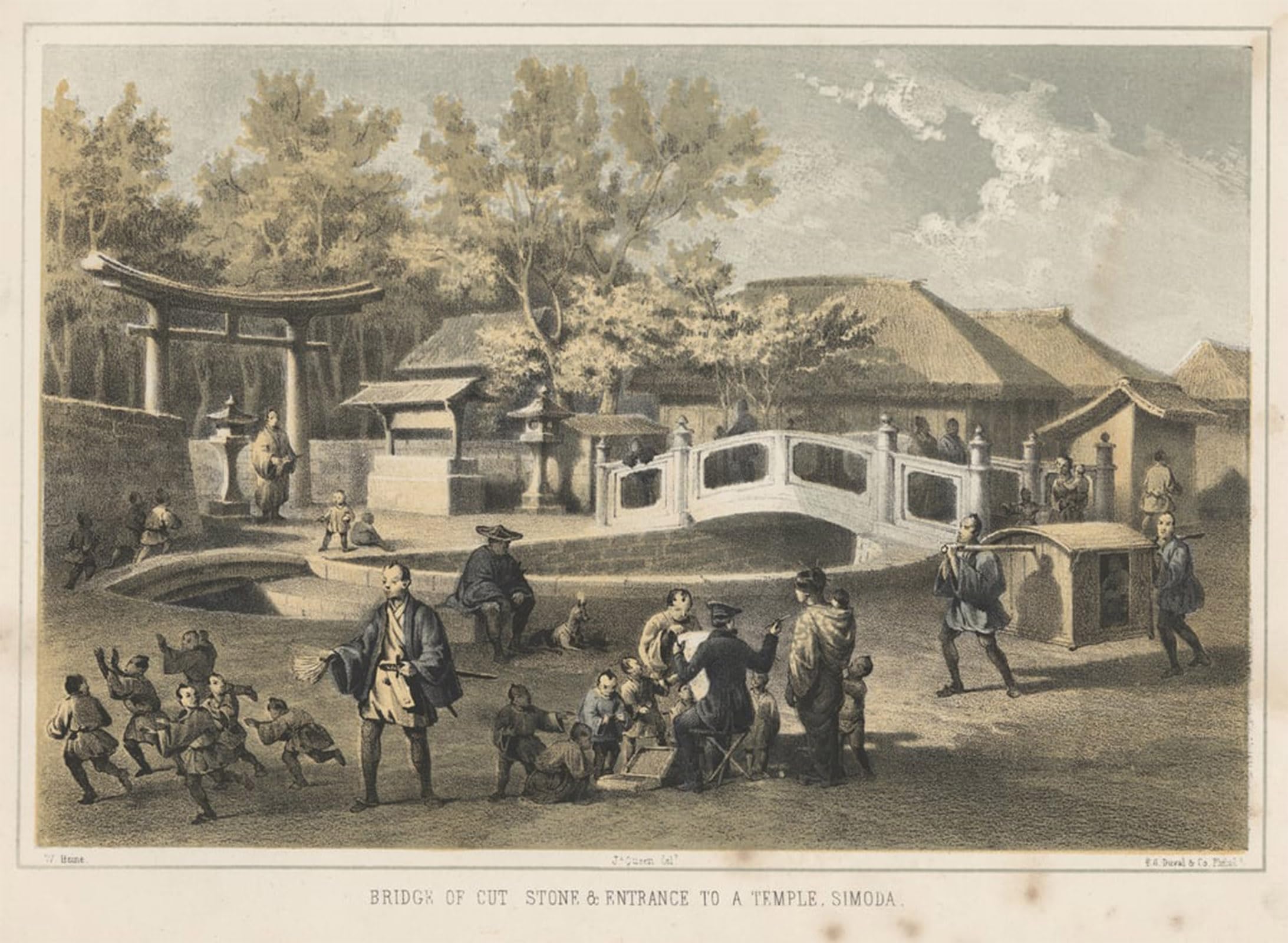 ARTXLXXBN Famous Painting Canvas Artwork Graffiti Print Bridge of Cut Stone and Entrance to a Temple by Wilhelm Heine Portrait Canvas Image for Home Decor 60x90cm