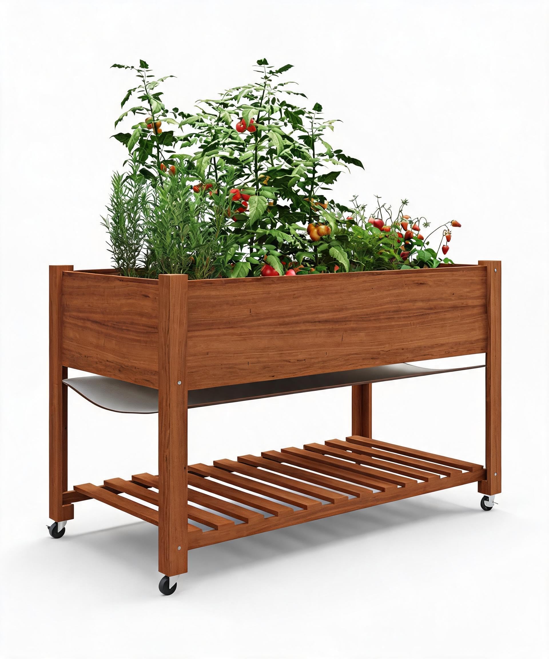 GarveeTech Sturdy Elevated Raised Garden Bed with Lockable Wheels and Legs