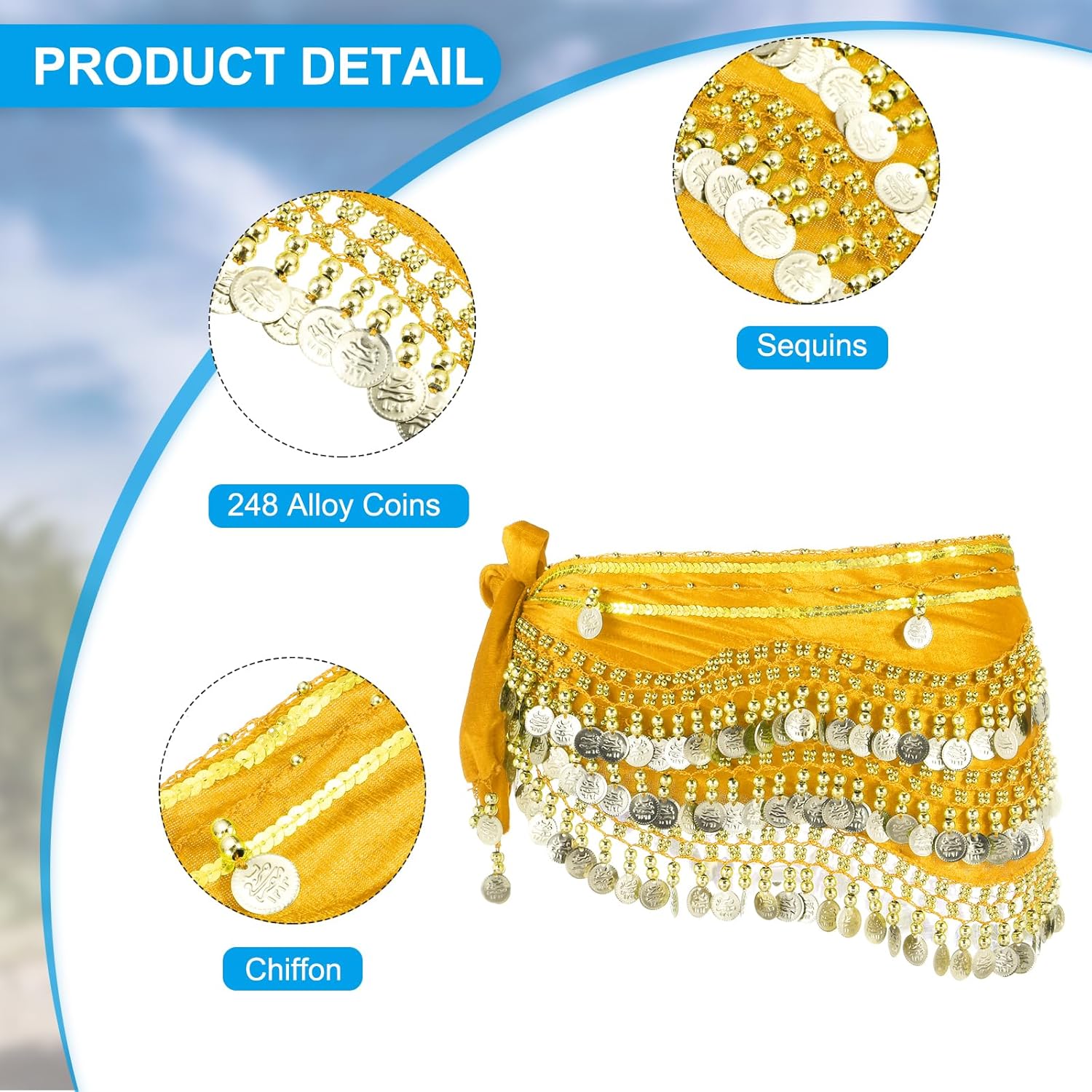 MECCANIXITY Belly Dance Hip Scarf Sequin - Image 4