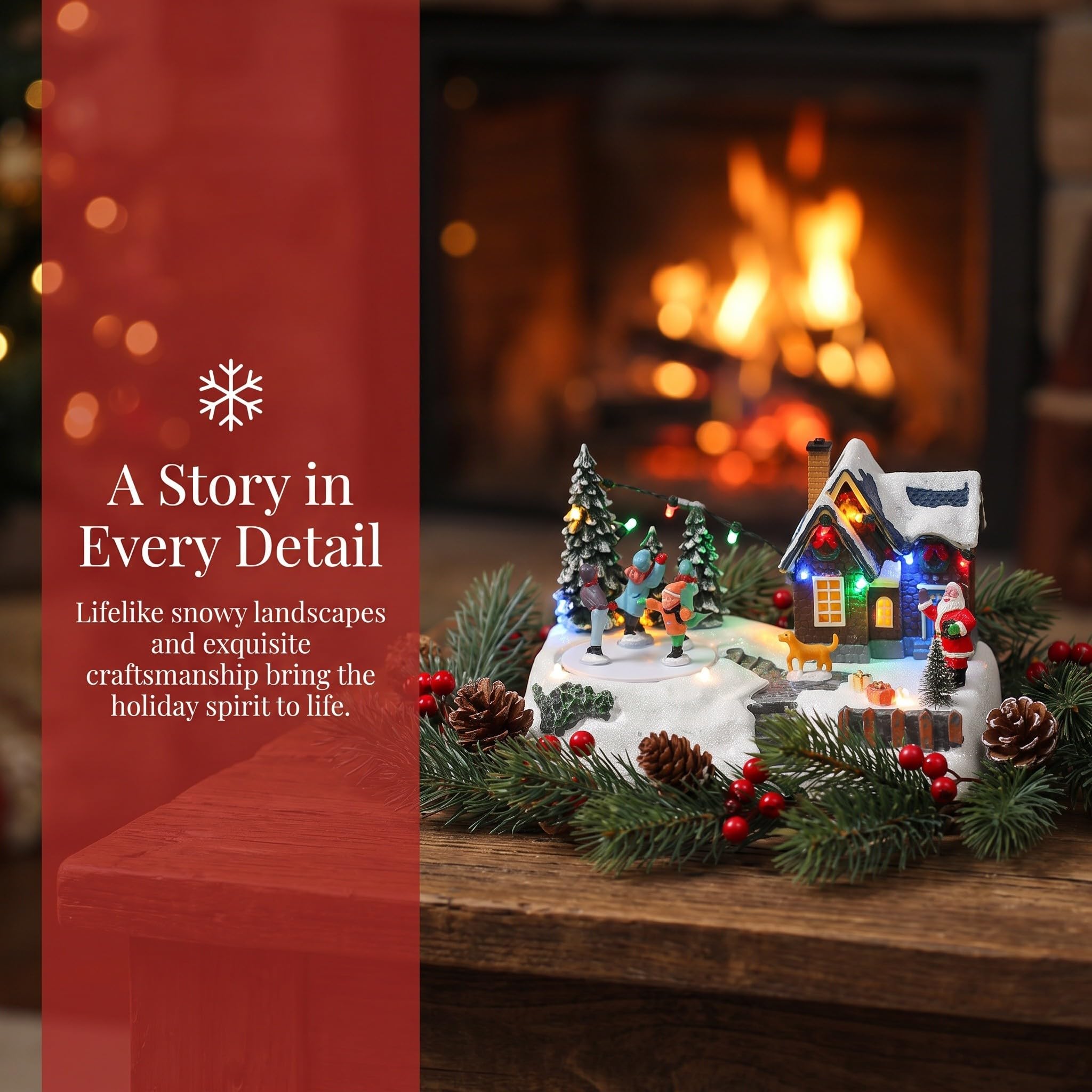 Miniatura Casa Villaggio Neve Natalizio in Resina Luminosa