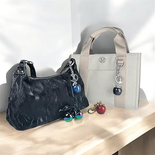 Miniatura 6 de Dije de bolso de cereza con purpurina con llavero y clip, lindo llavero de cereza para bolsos y bolsos de mujer