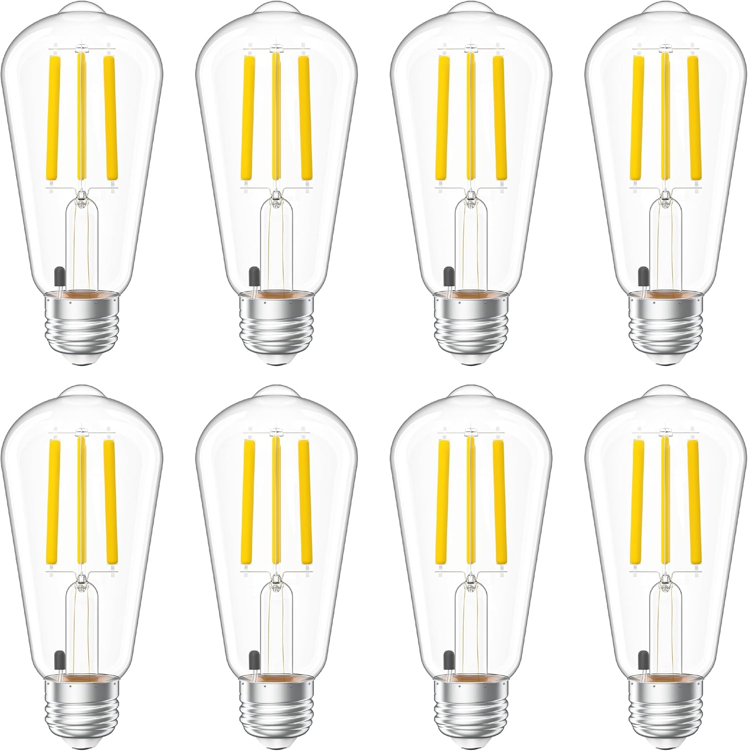 Sunco 8 Pack Dusk to Dawn Indoor Residential Vintage LED Edison Bulbs, 75W Equivalent 7W, 850 Lumens Non-Dimmable ST58 Filament, ST18, 5000K Daylight, E26 Medium Base 120V Clear Glass Light Bulbs