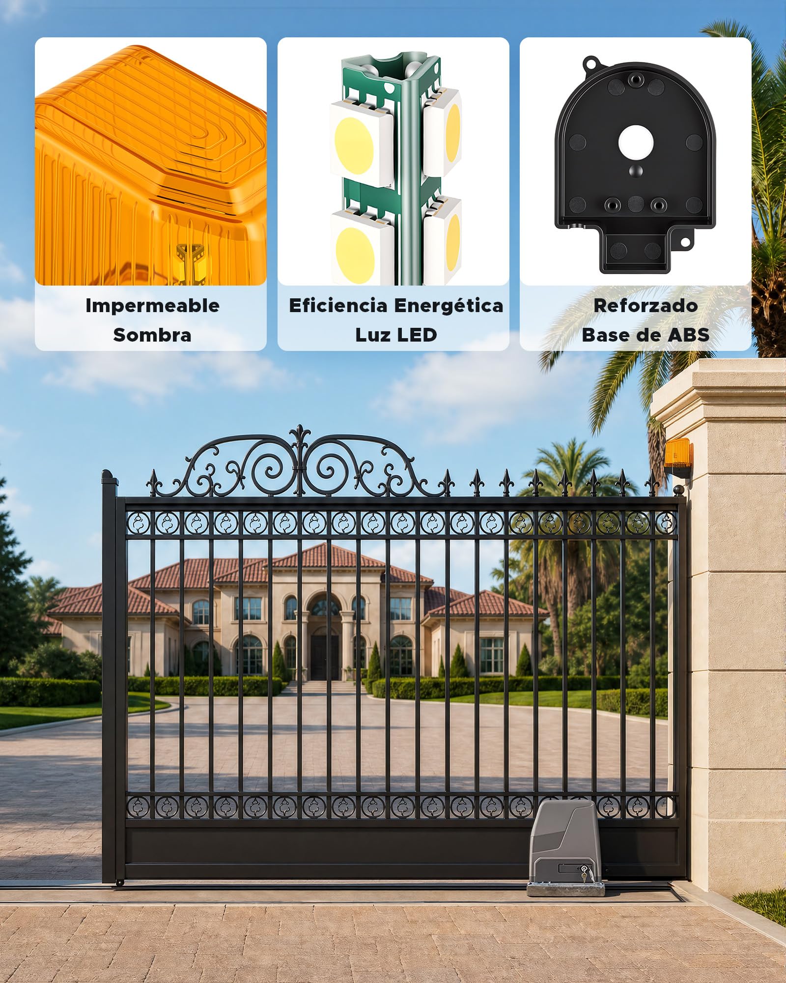 CO-Z Lámpara de Alarma Universal de Señal para Abrepuertas, Luz Estroboscópica LED de Seguridad 1 HZ, Luz de Advertencia para Motor Puerta de Corredera y Batiente