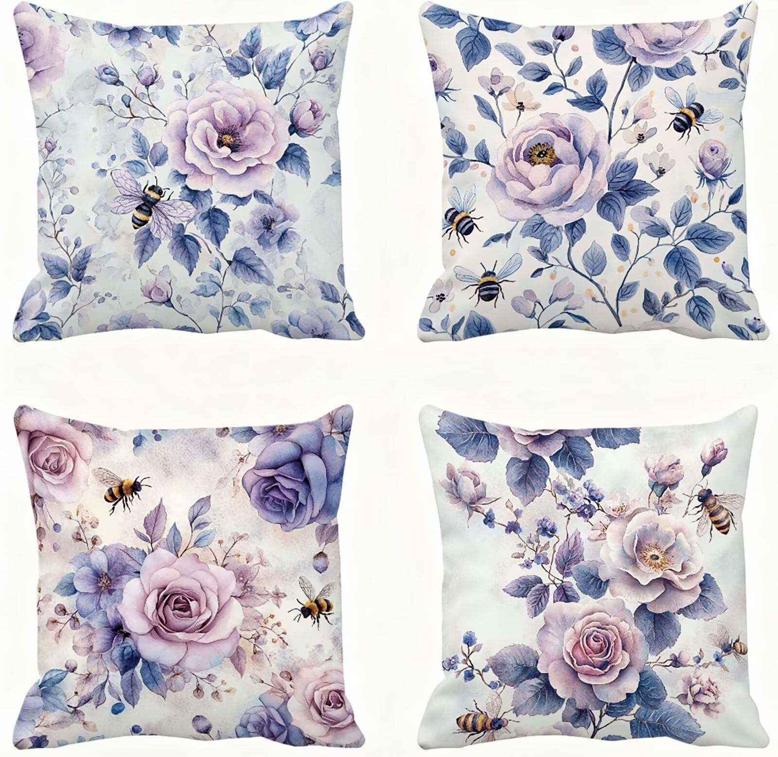 Violet Housse Coussin 60x60 Fleur Taie Oreiller 60x60 Lot de 4 Super Doux Protege Oreiller 60 x 60 Decoration Automne Taie D'oreiller Carrées Coussin Canape, pour Maison Chambre Canapé Chaise E - 276