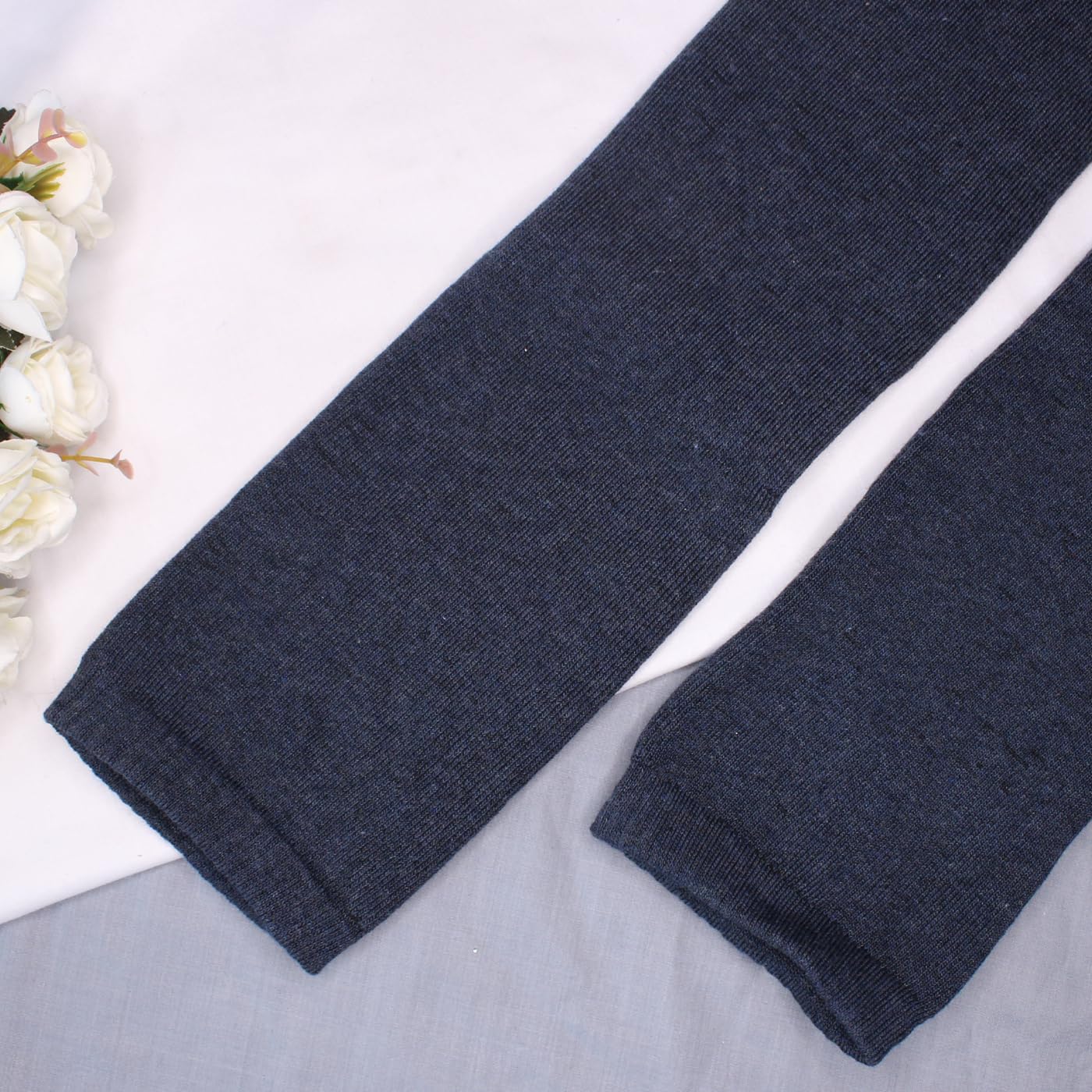 BAAL Winter Warm Woolen Leg Socks Knee Cover Leg Warmers for Men and Women| Wool Warm Thigh High Socks| Winter Wear Knee Length High Leg Warmers (Blue, M) - Image 5 thumbnail