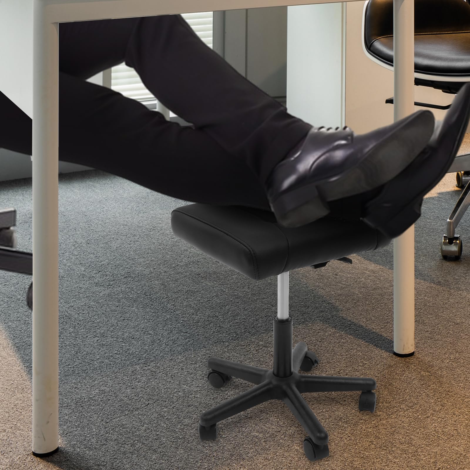 Sgabello rettangolare con ruote, altezza regolabile, poggiapiedi sotto la scrivania, sgabello girevole, altezza 40-51 cm, poggiapiedi, poggiapiedi per casa, ufficio, saloni di massaggi
